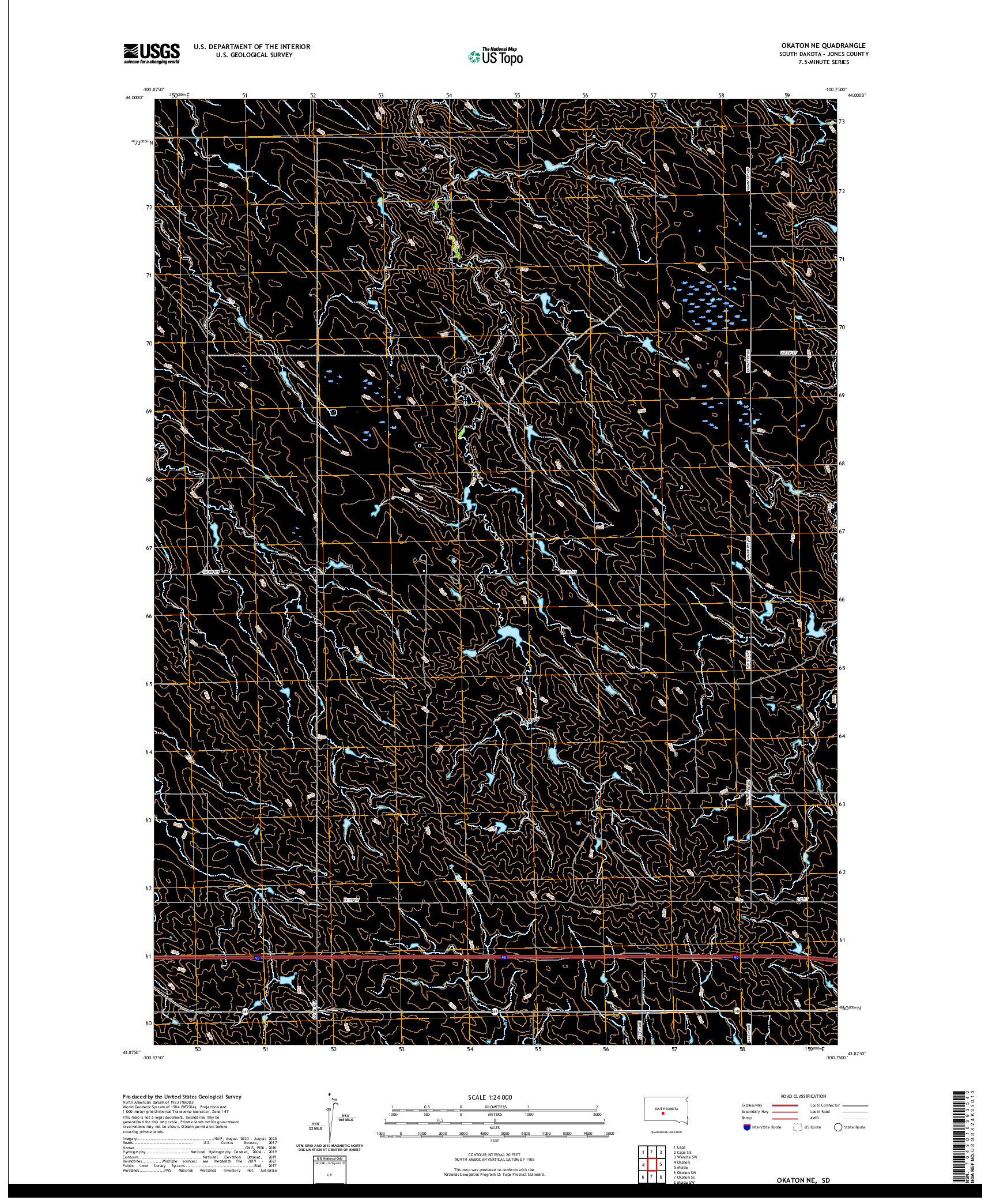 USGS US TOPO 7.5-MINUTE MAP FOR OKATON NE, SD 2021