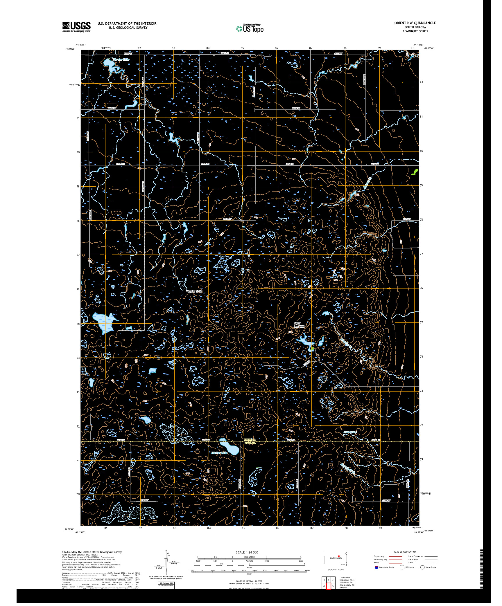 USGS US TOPO 7.5-MINUTE MAP FOR ORIENT NW, SD 2021