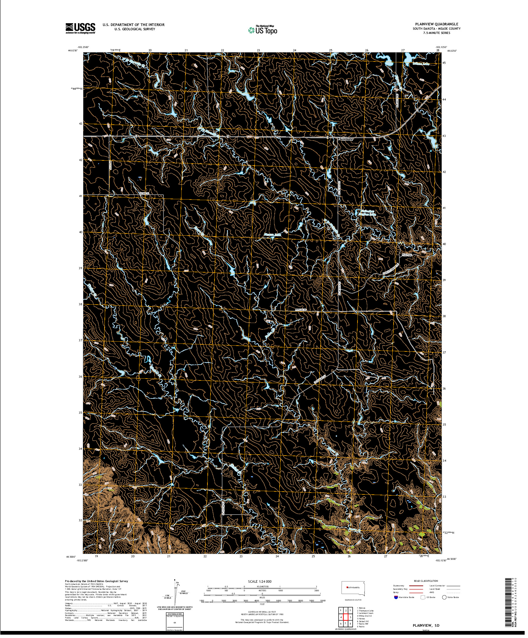 USGS US TOPO 7.5-MINUTE MAP FOR PLAINVIEW, SD 2021