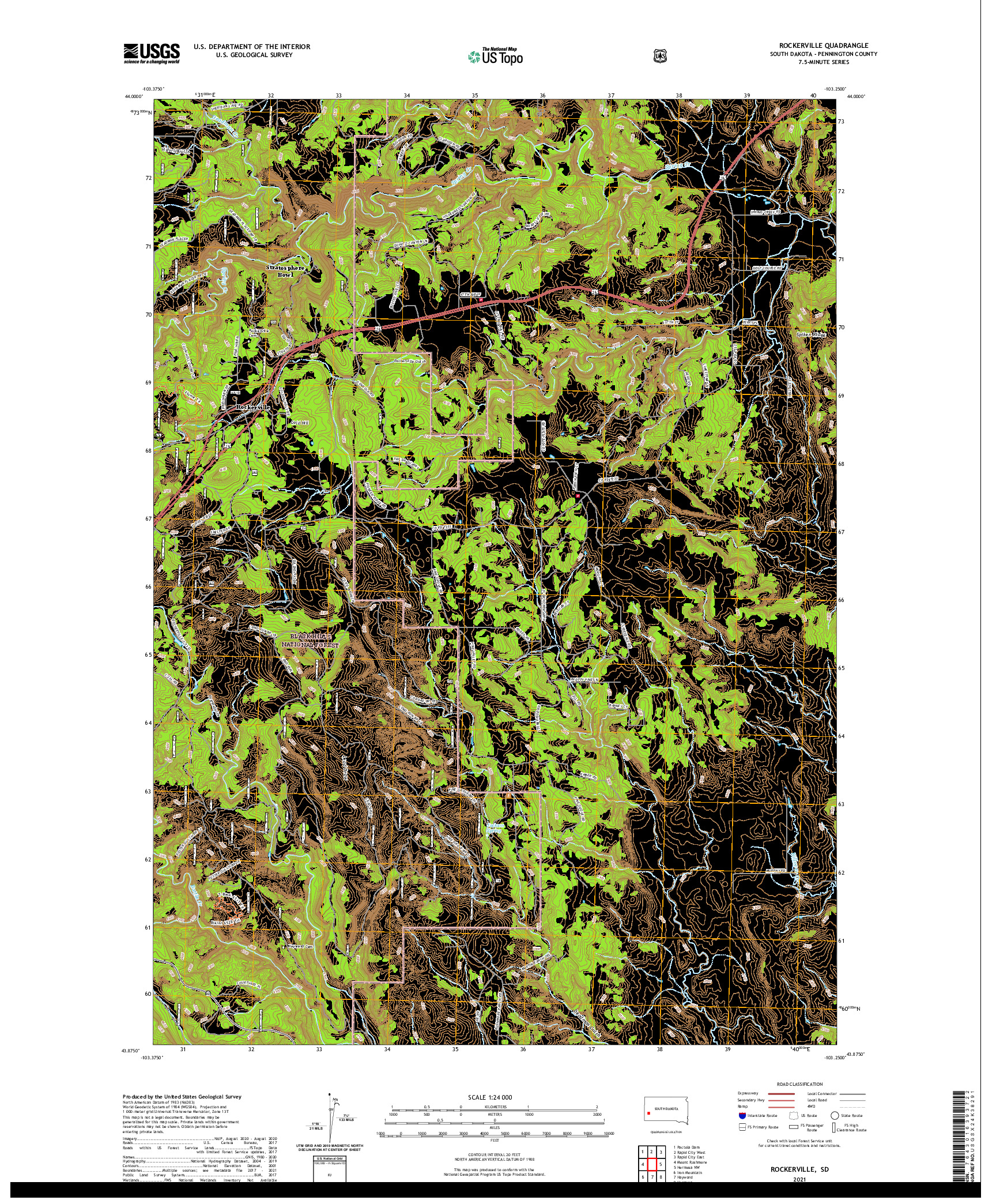 USGS US TOPO 7.5-MINUTE MAP FOR ROCKERVILLE, SD 2021