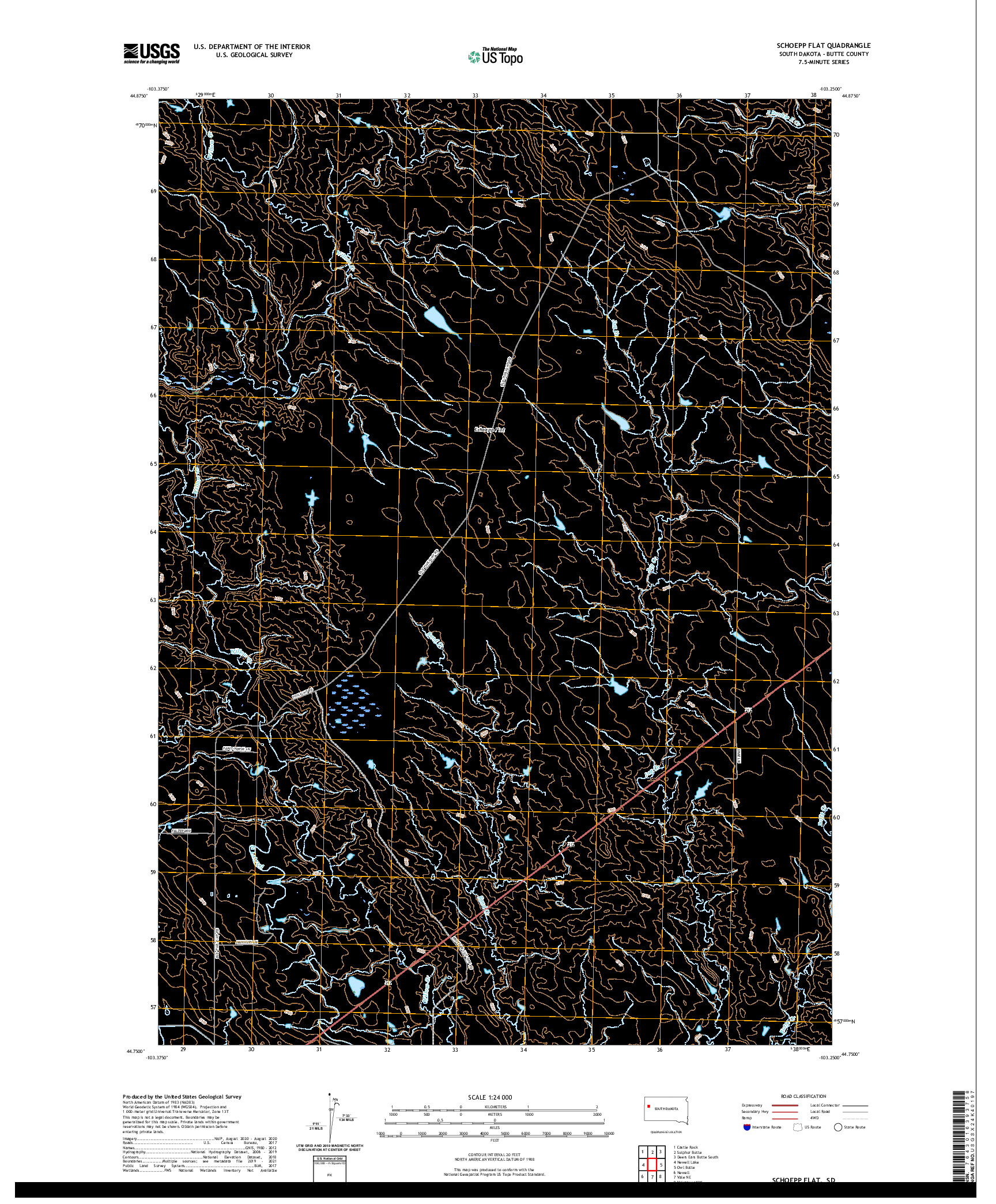 USGS US TOPO 7.5-MINUTE MAP FOR SCHOEPP FLAT, SD 2021