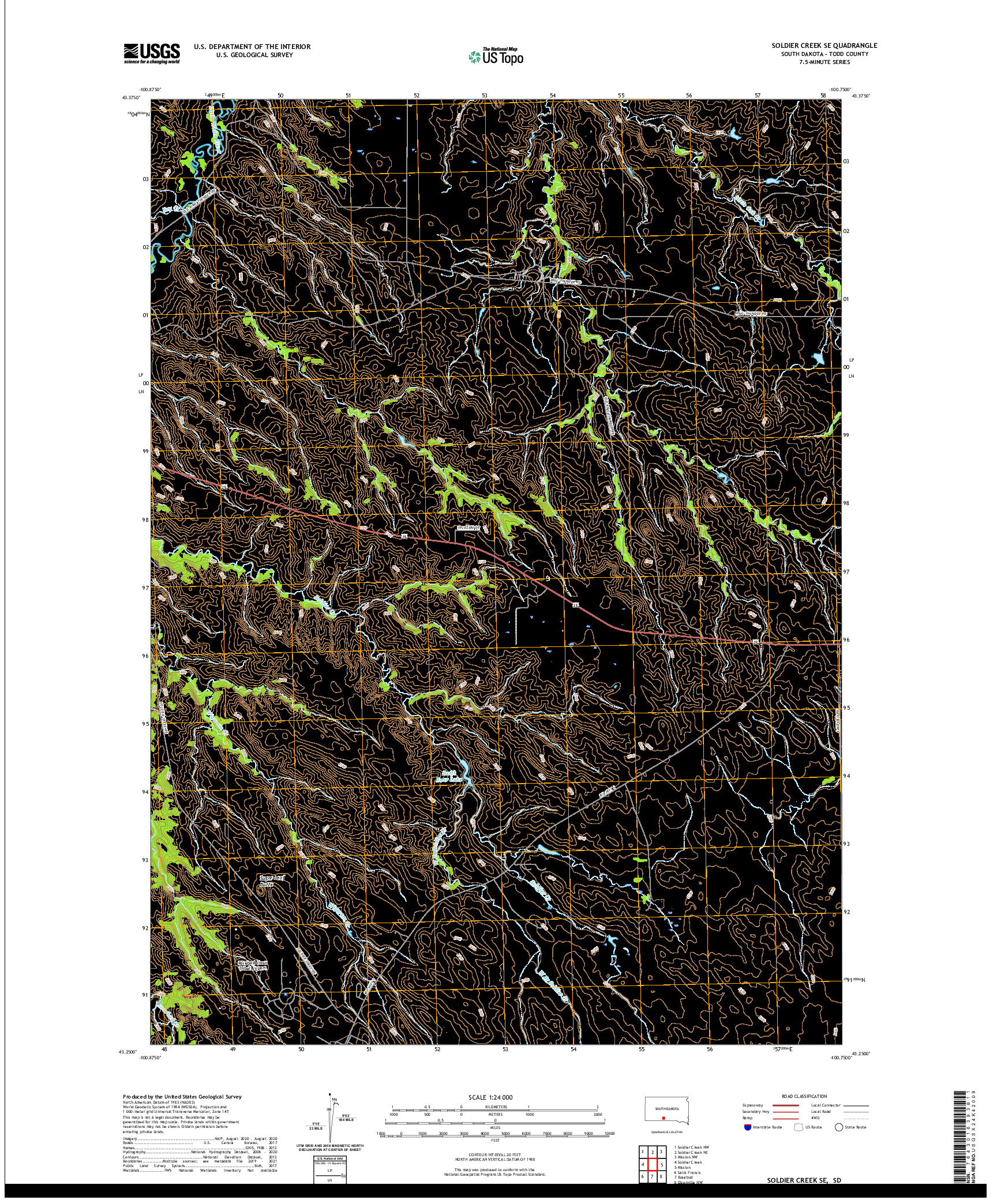 US TOPO 7.5-MINUTE MAP FOR SOLDIER CREEK SE, SD