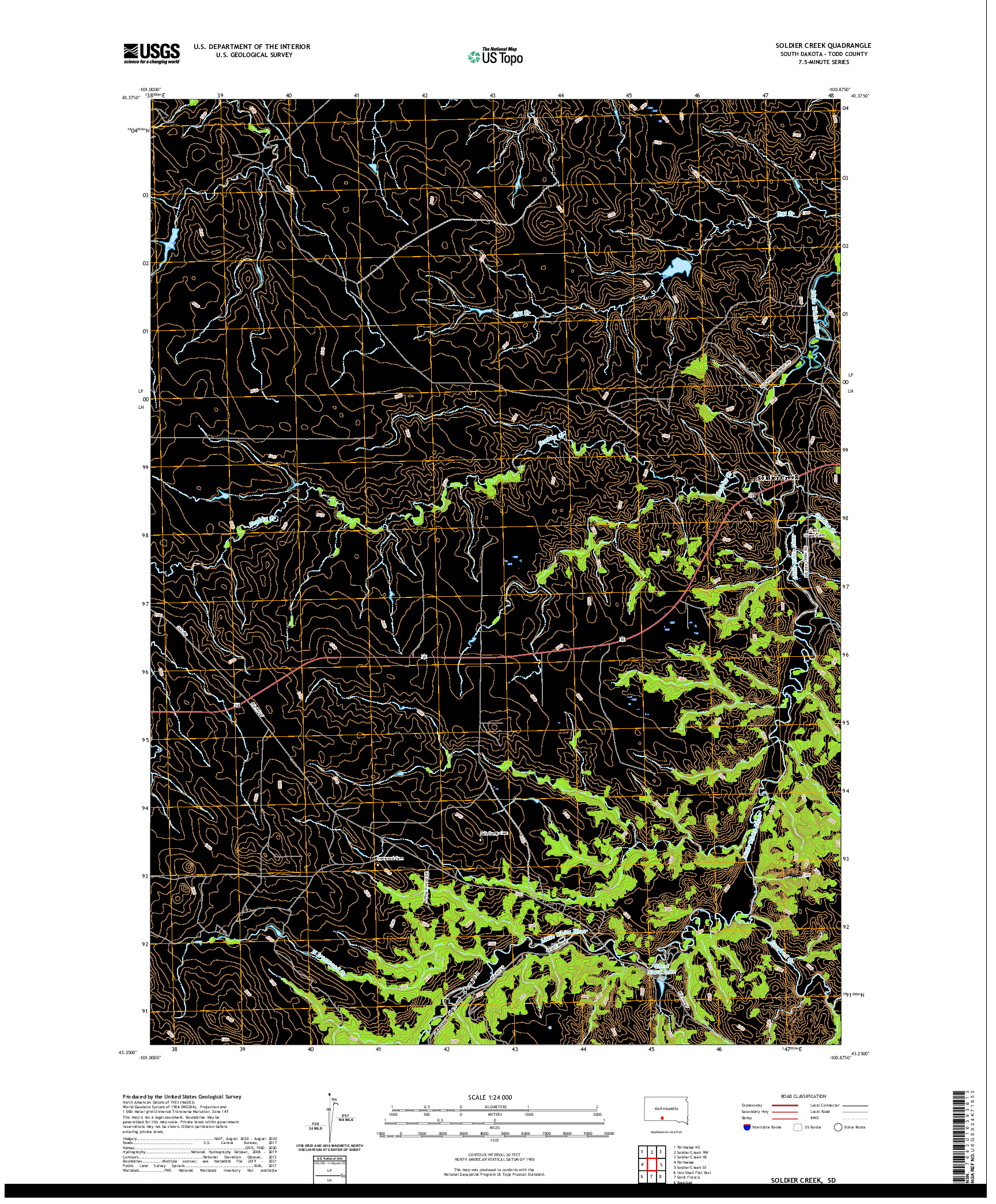 USGS US TOPO 7.5-MINUTE MAP FOR SOLDIER CREEK, SD 2021