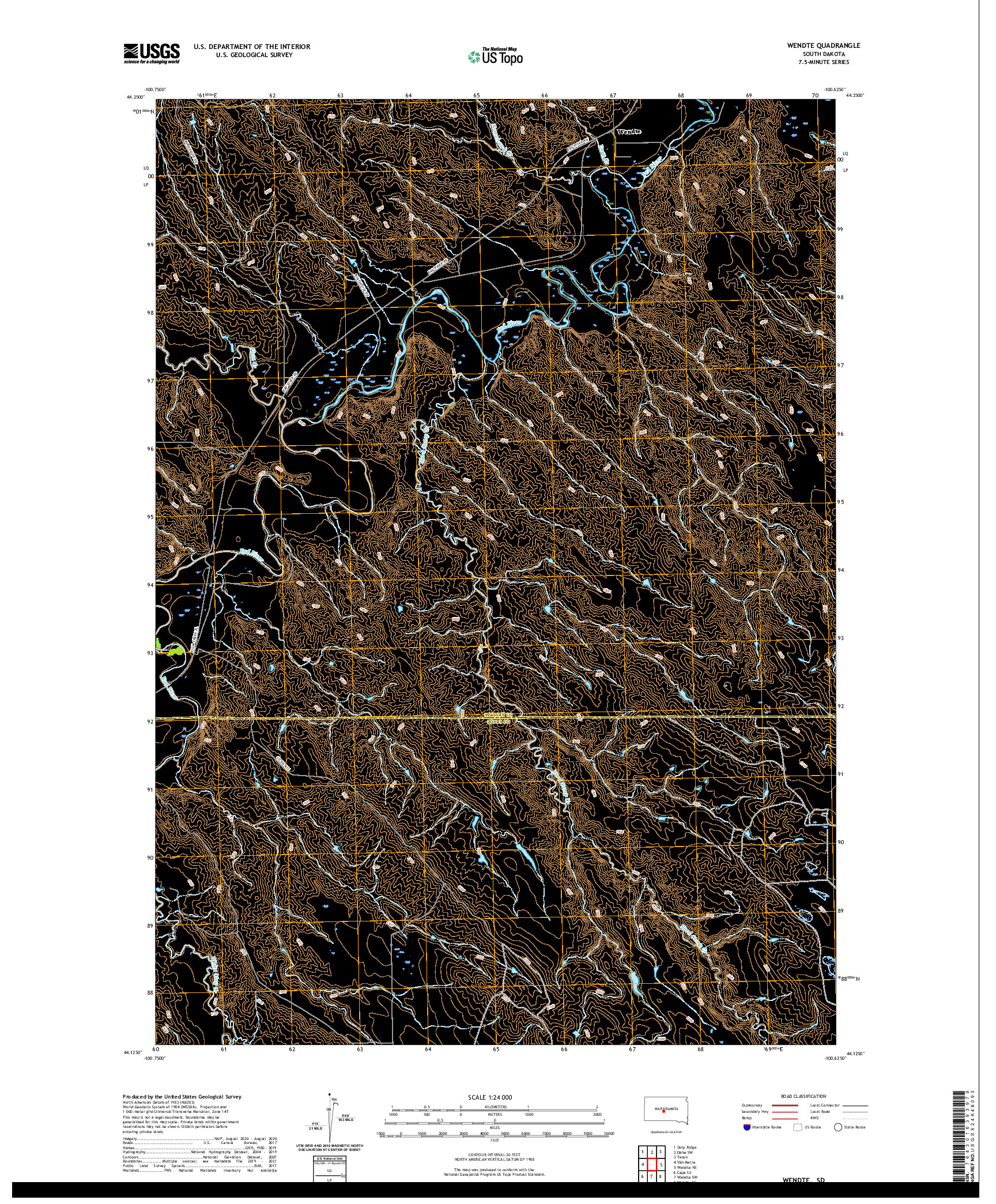 USGS US TOPO 7.5-MINUTE MAP FOR WENDTE, SD 2021