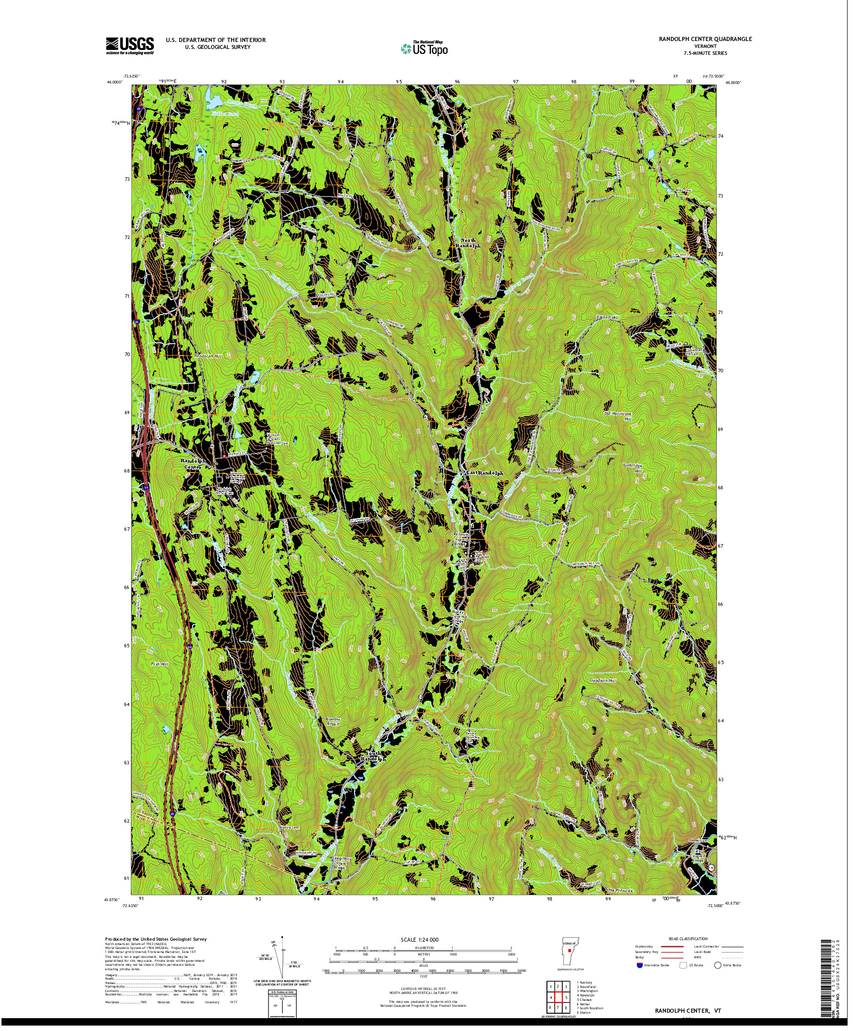 USGS US TOPO 7.5-MINUTE MAP FOR RANDOLPH CENTER, VT 2021