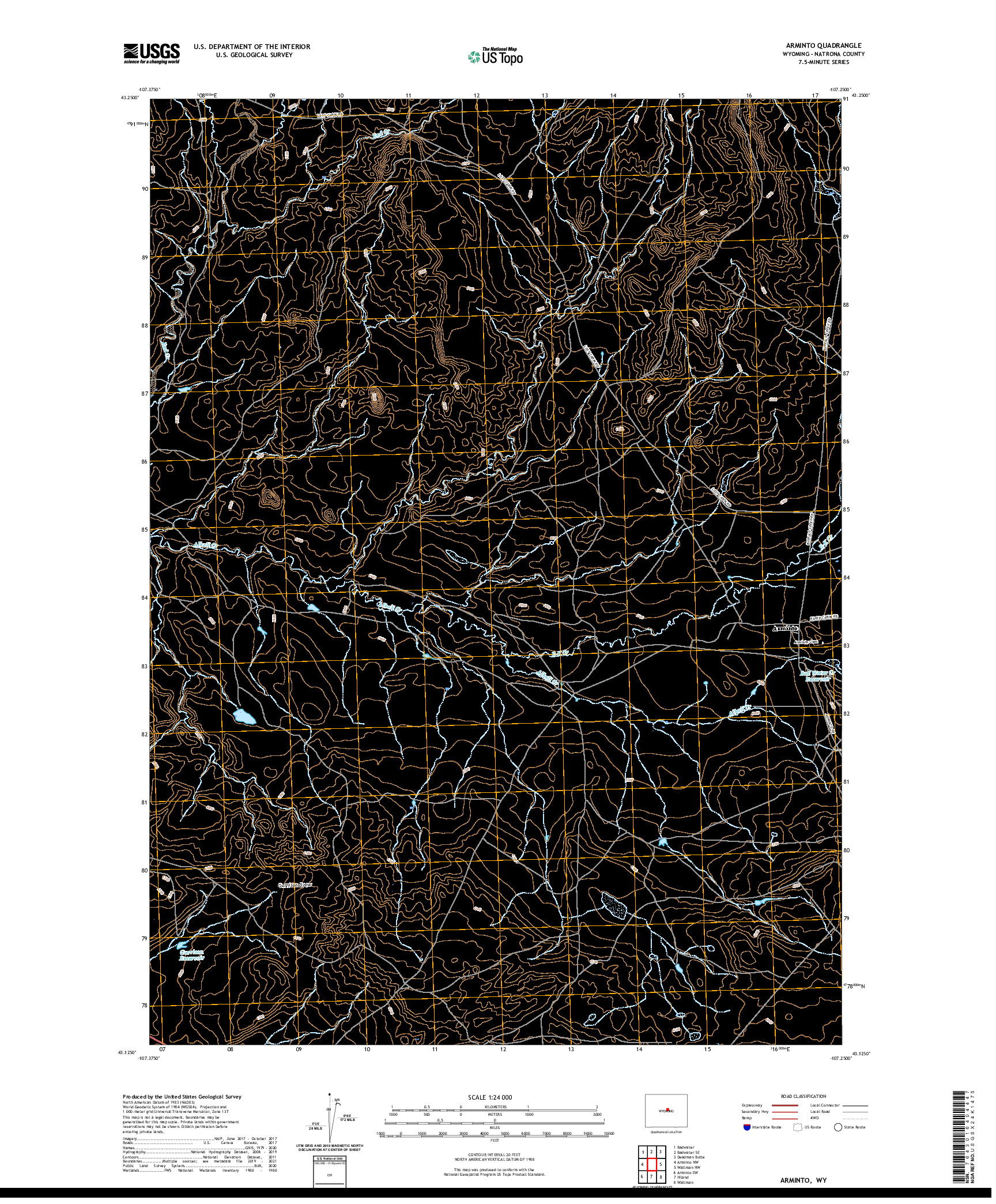 USGS US TOPO 7.5-MINUTE MAP FOR ARMINTO, WY 2021