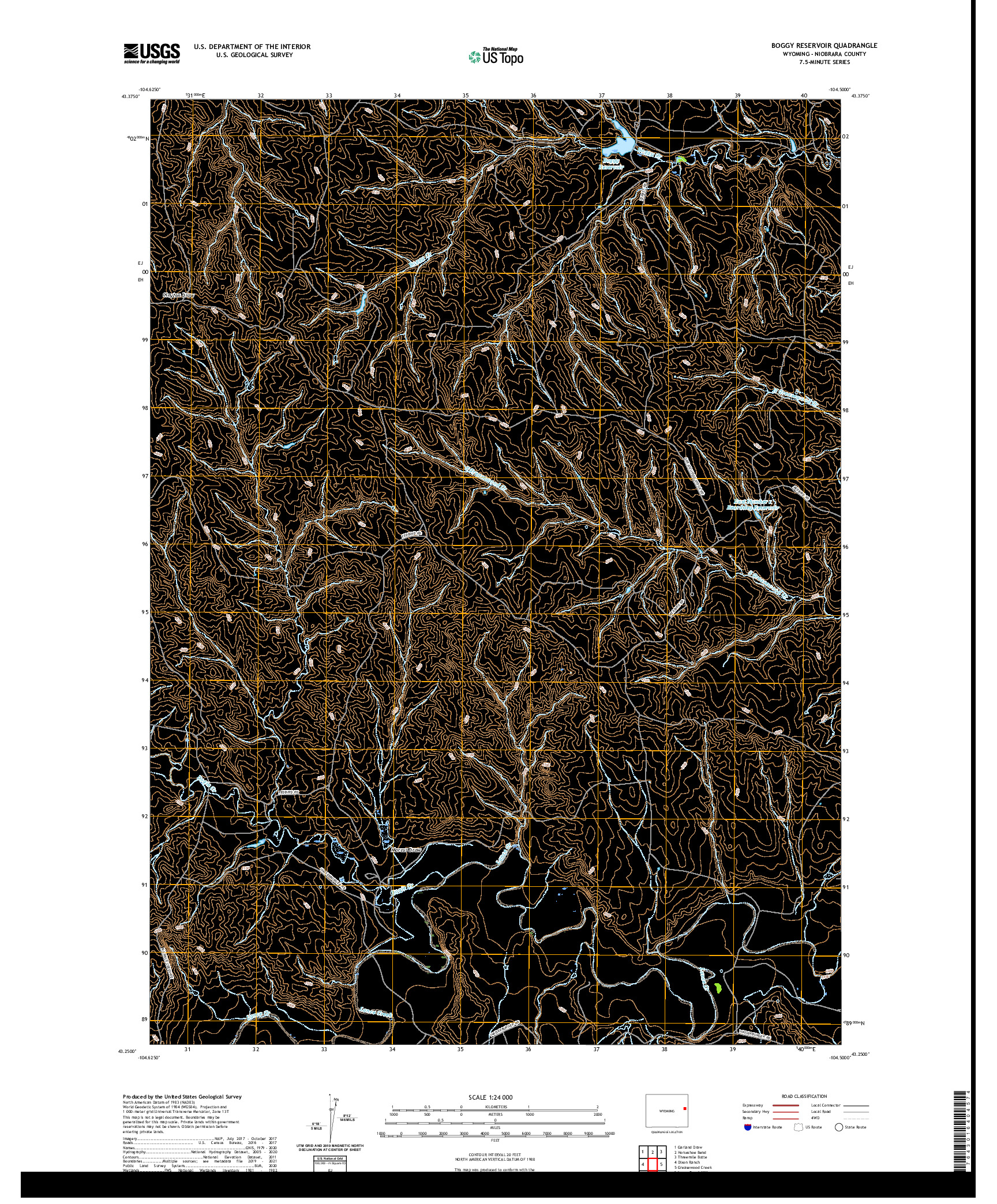 USGS US TOPO 7.5-MINUTE MAP FOR BOGGY RESERVOIR, WY 2021