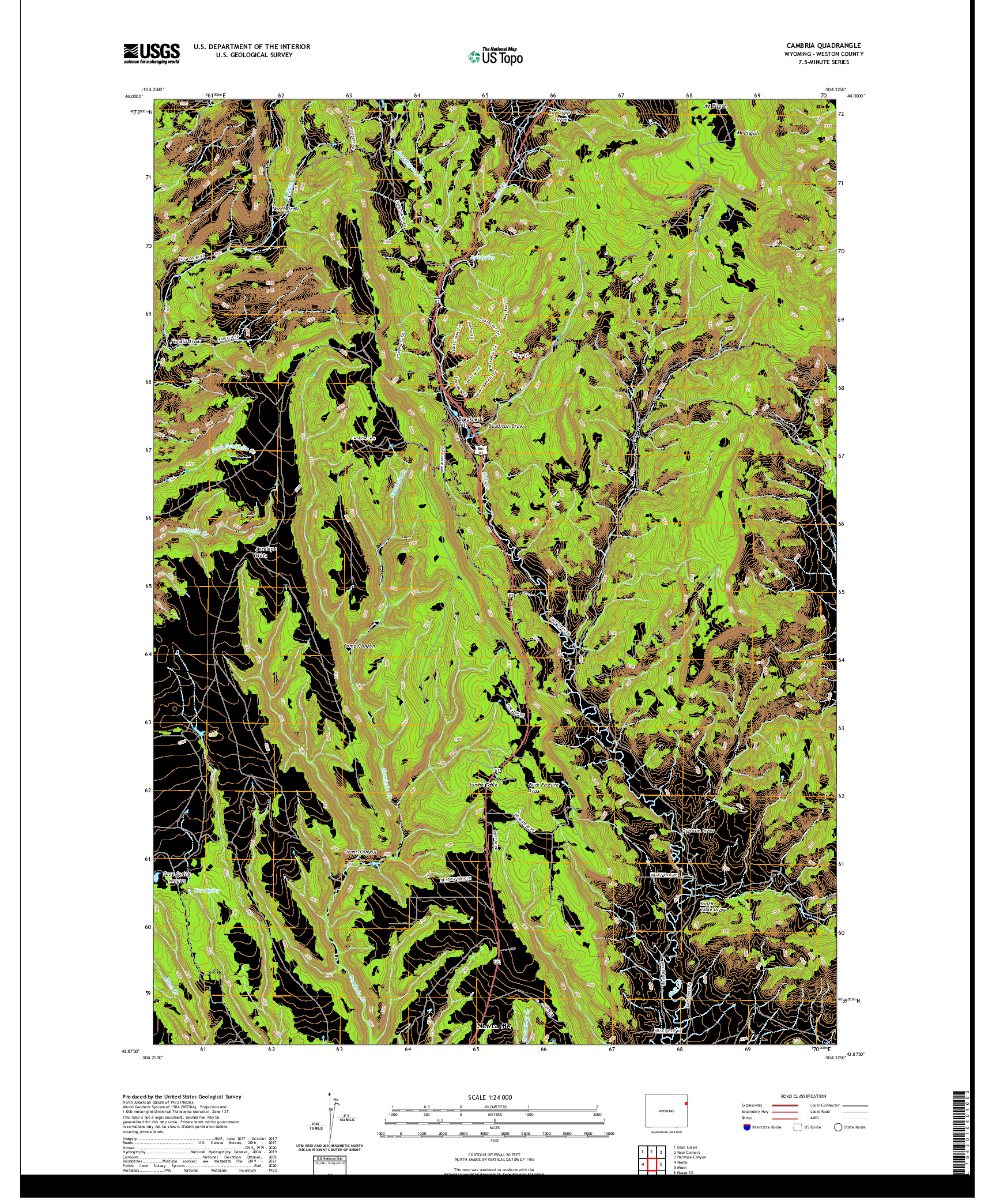 USGS US TOPO 7.5-MINUTE MAP FOR CAMBRIA, WY 2021