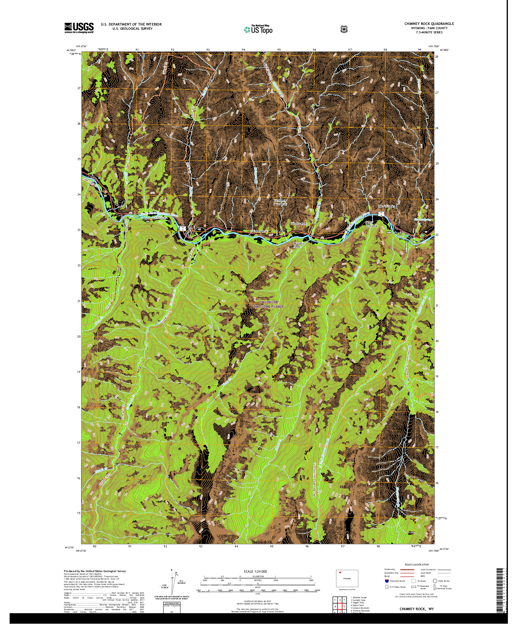 USGS US TOPO 7.5-MINUTE MAP FOR CHIMNEY ROCK, WY 2021