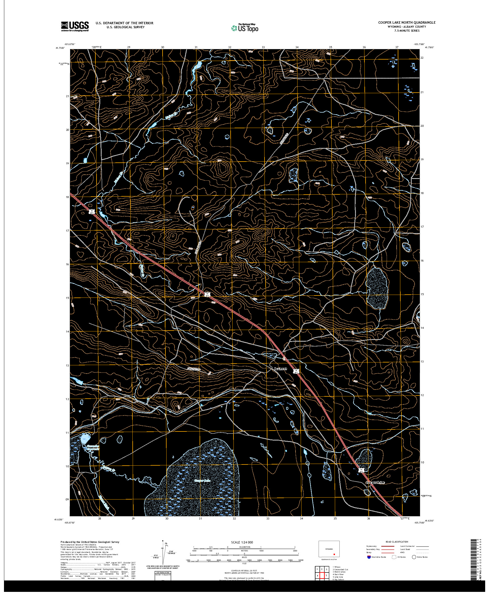 USGS US TOPO 7.5-MINUTE MAP FOR COOPER LAKE NORTH, WY 2021