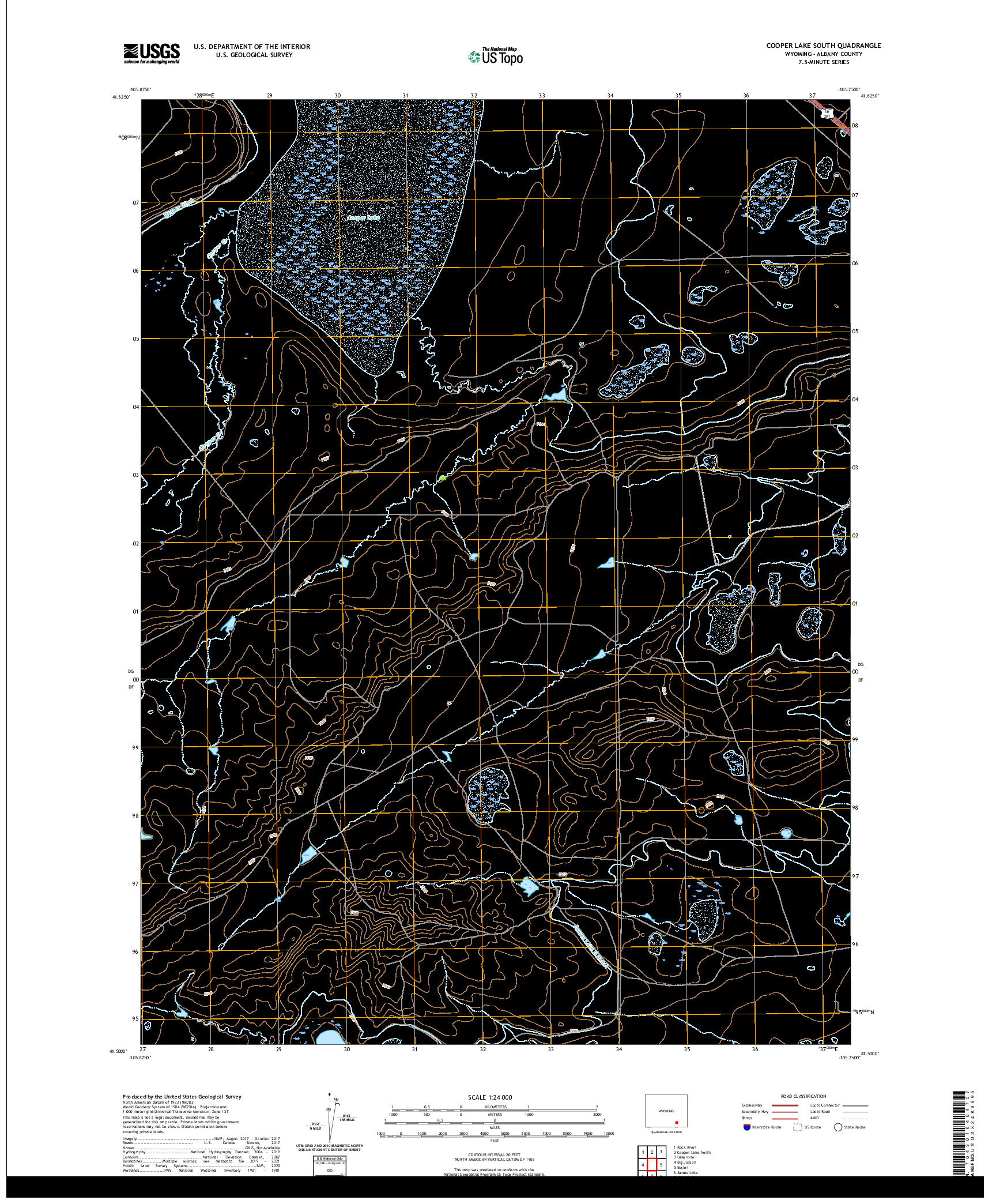 USGS US TOPO 7.5-MINUTE MAP FOR COOPER LAKE SOUTH, WY 2021