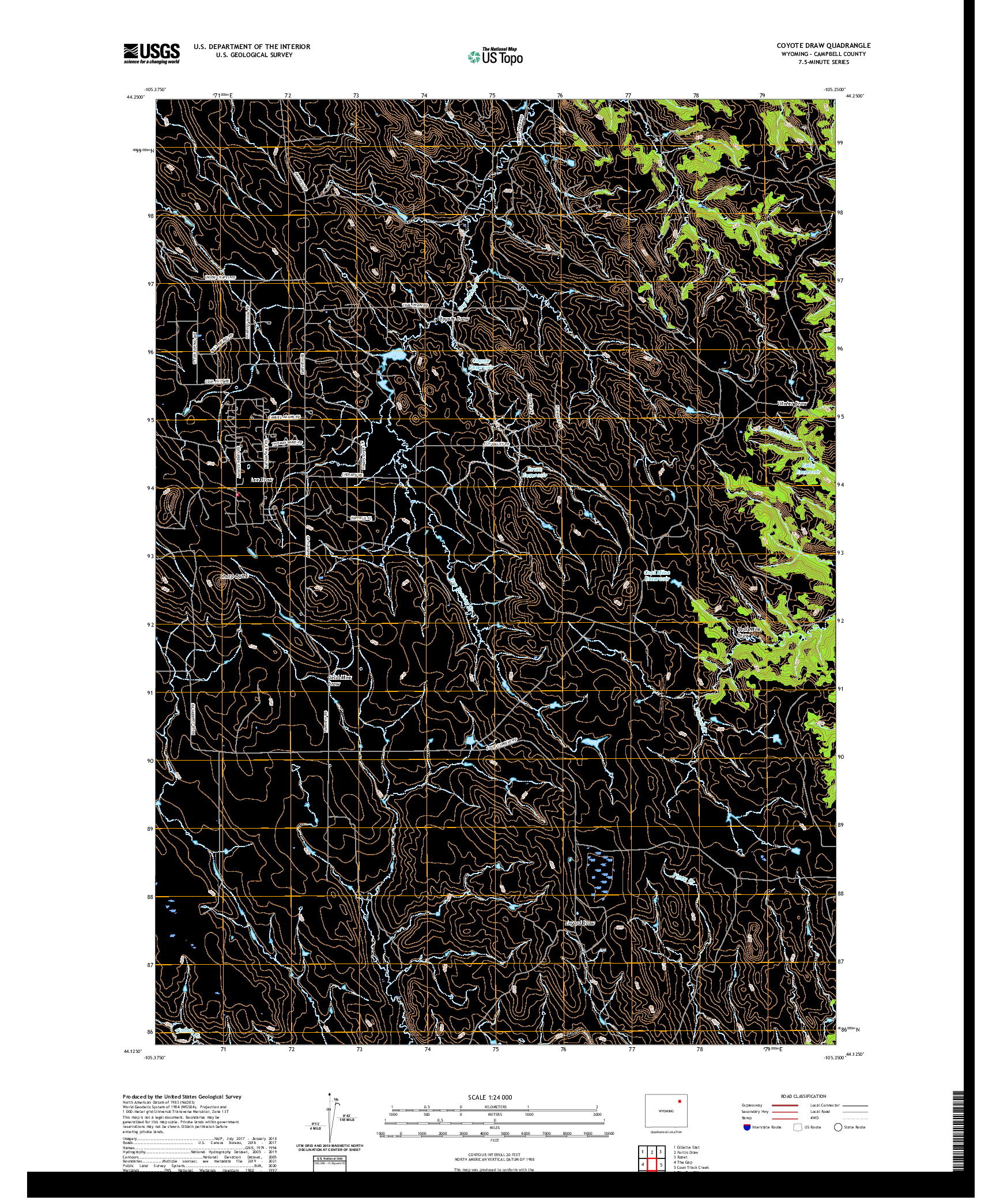 USGS US TOPO 7.5-MINUTE MAP FOR COYOTE DRAW, WY 2021