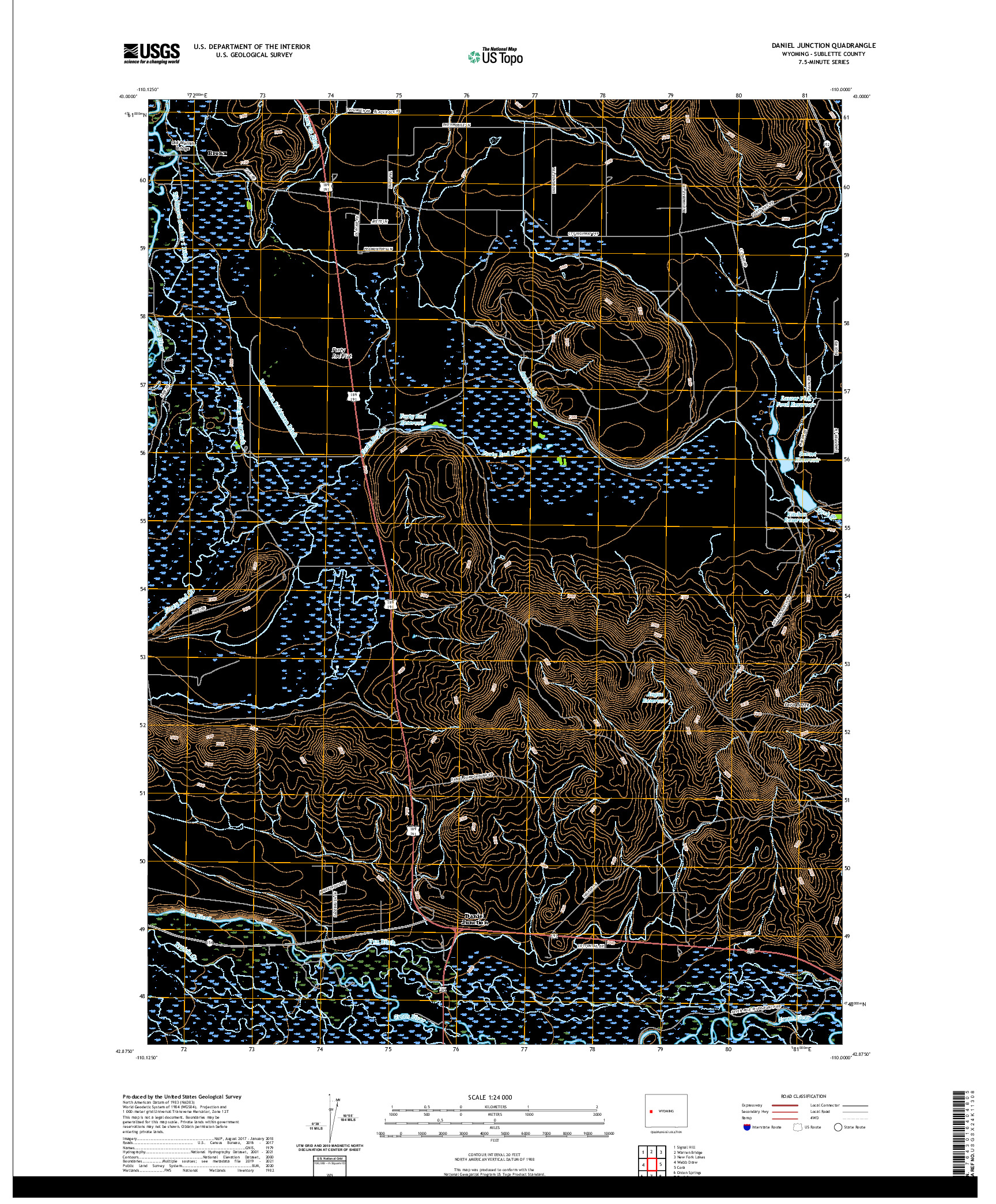 USGS US TOPO 7.5-MINUTE MAP FOR DANIEL JUNCTION, WY 2021