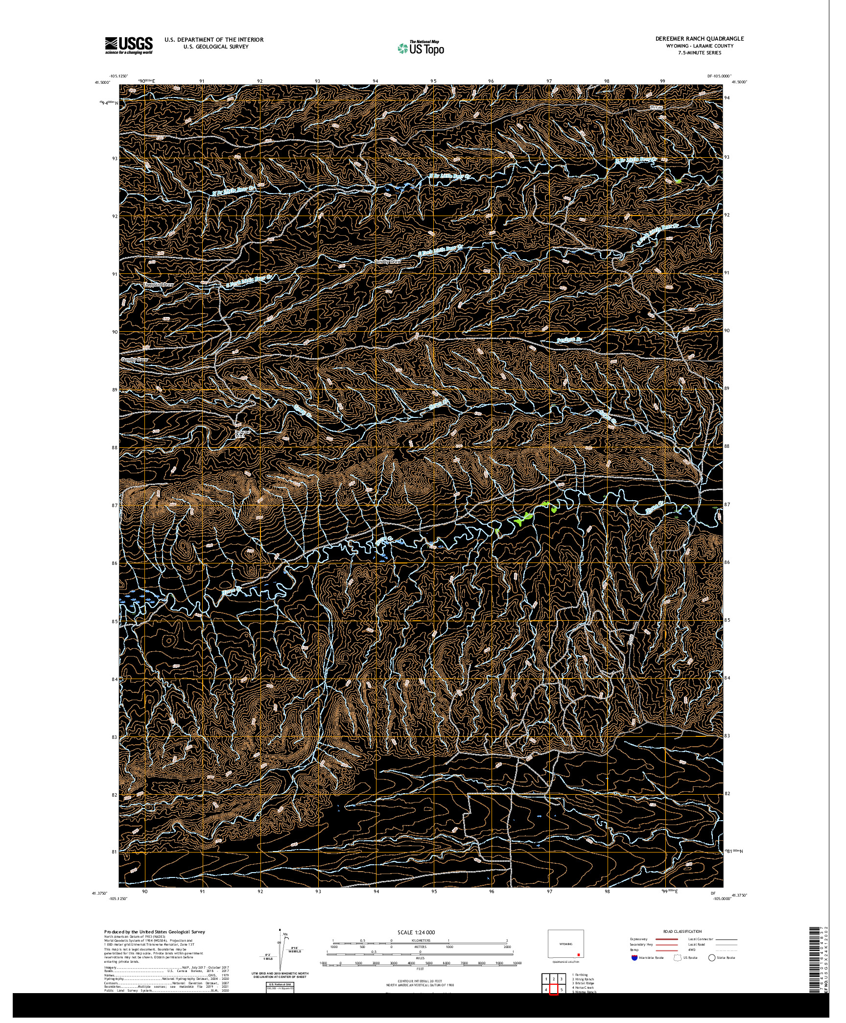 USGS US TOPO 7.5-MINUTE MAP FOR DEREEMER RANCH, WY 2021