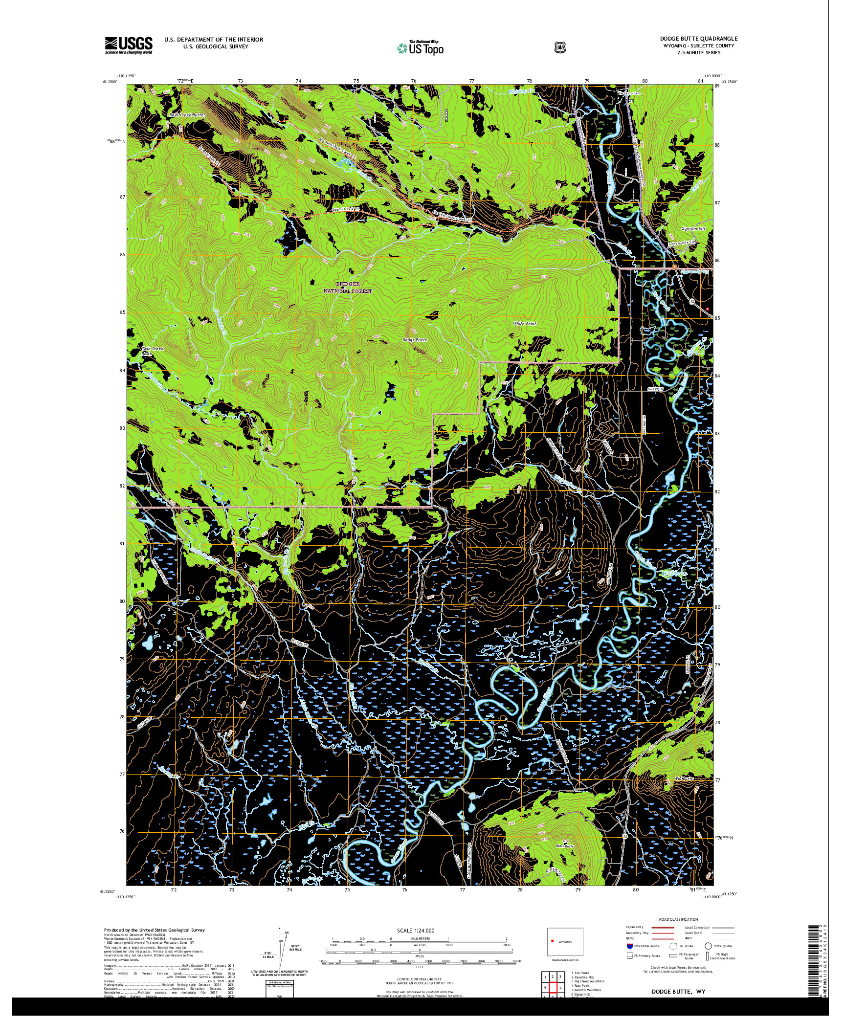 USGS US TOPO 7.5-MINUTE MAP FOR DODGE BUTTE, WY 2021