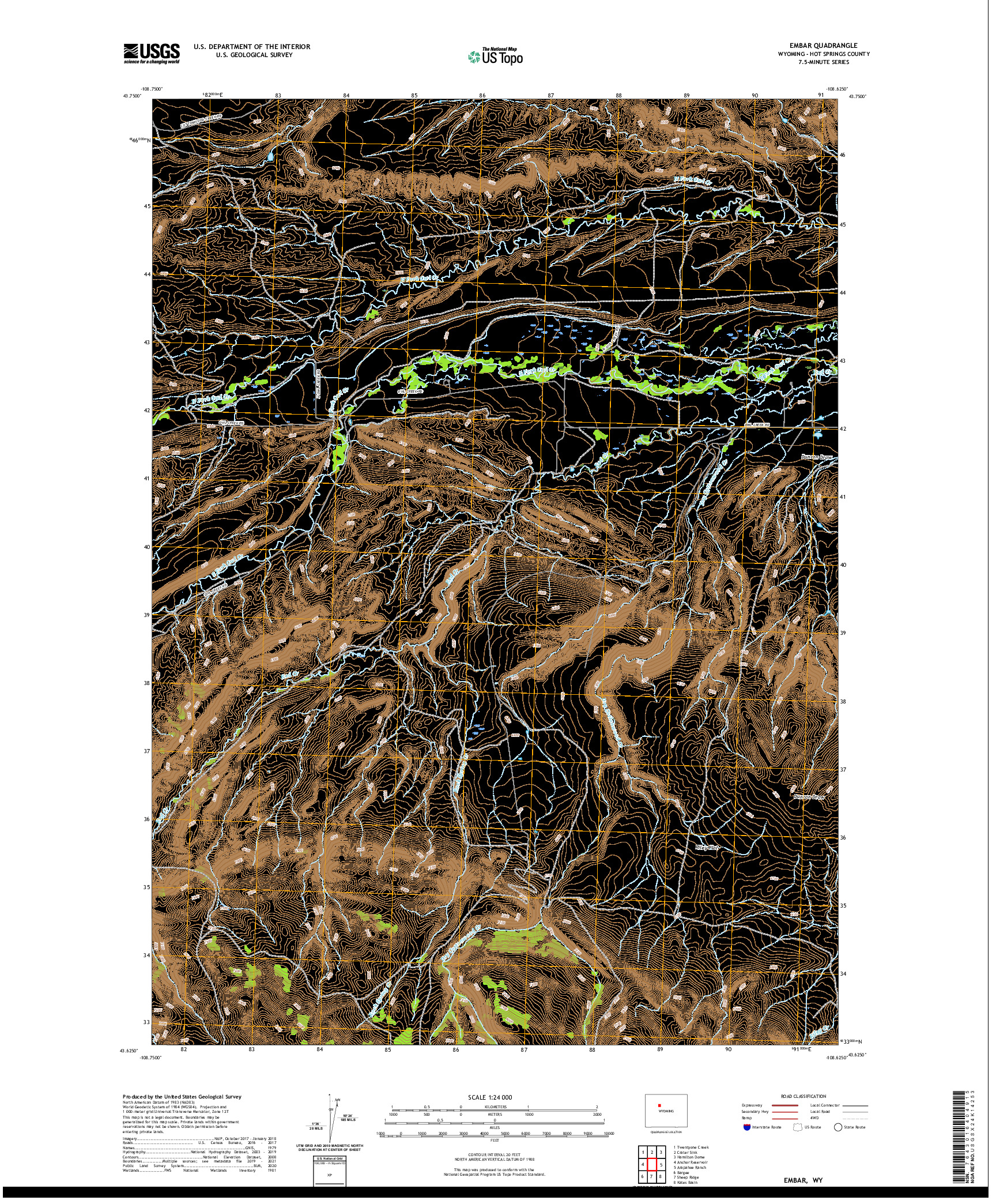 USGS US TOPO 7.5-MINUTE MAP FOR EMBAR, WY 2021