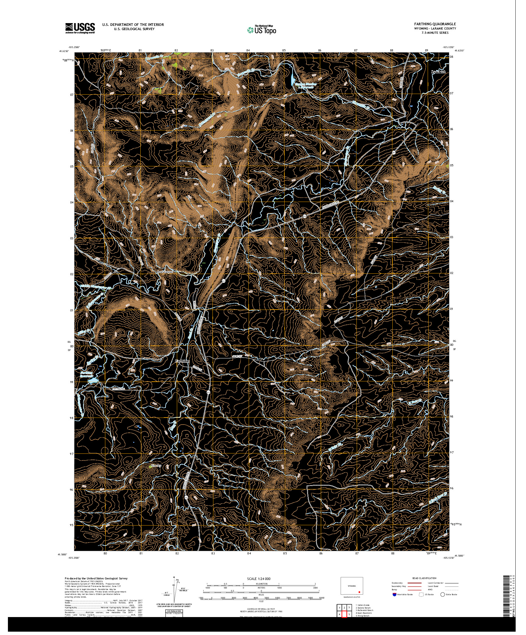 USGS US TOPO 7.5-MINUTE MAP FOR FARTHING, WY 2021
