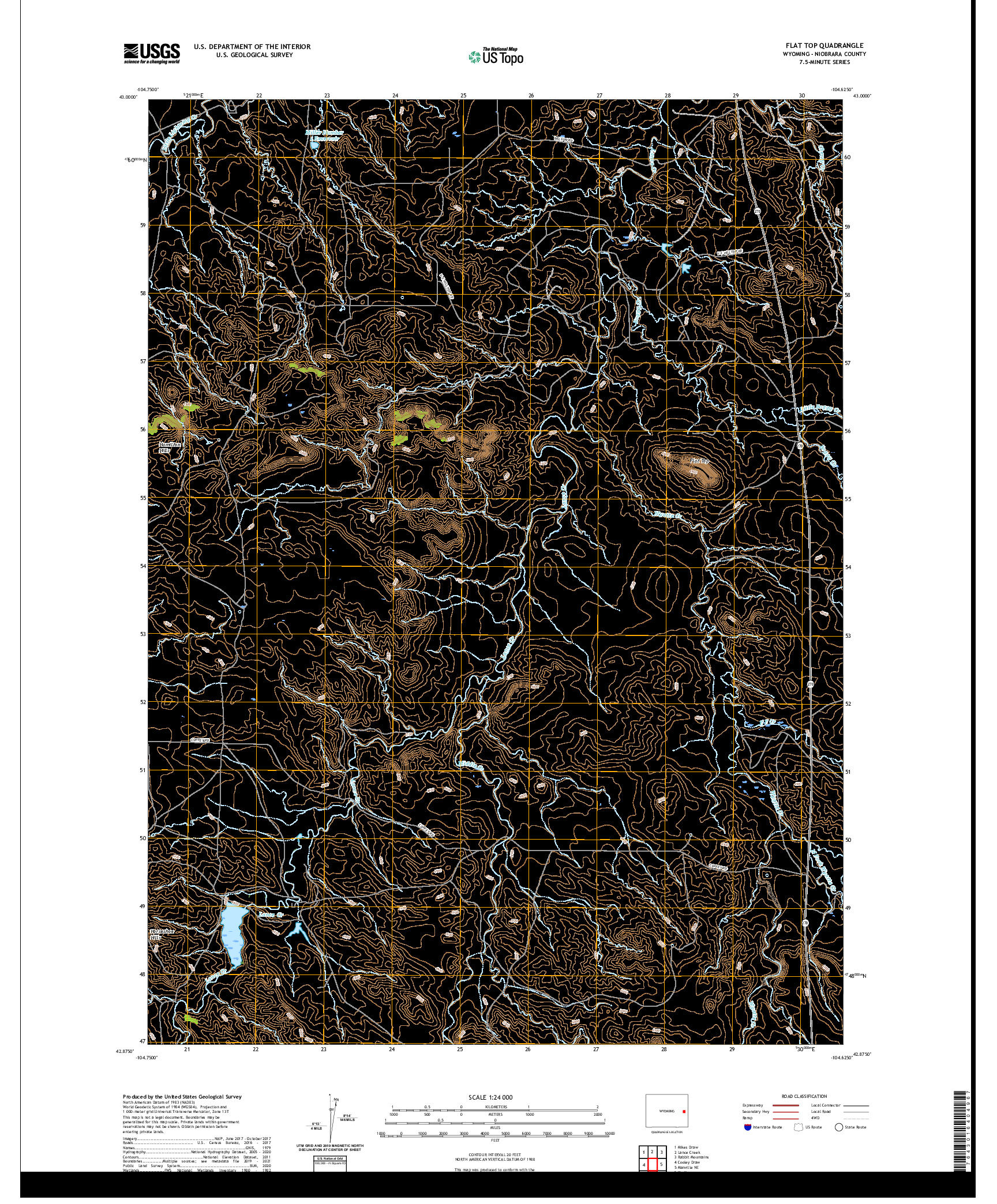 USGS US TOPO 7.5-MINUTE MAP FOR FLAT TOP, WY 2021