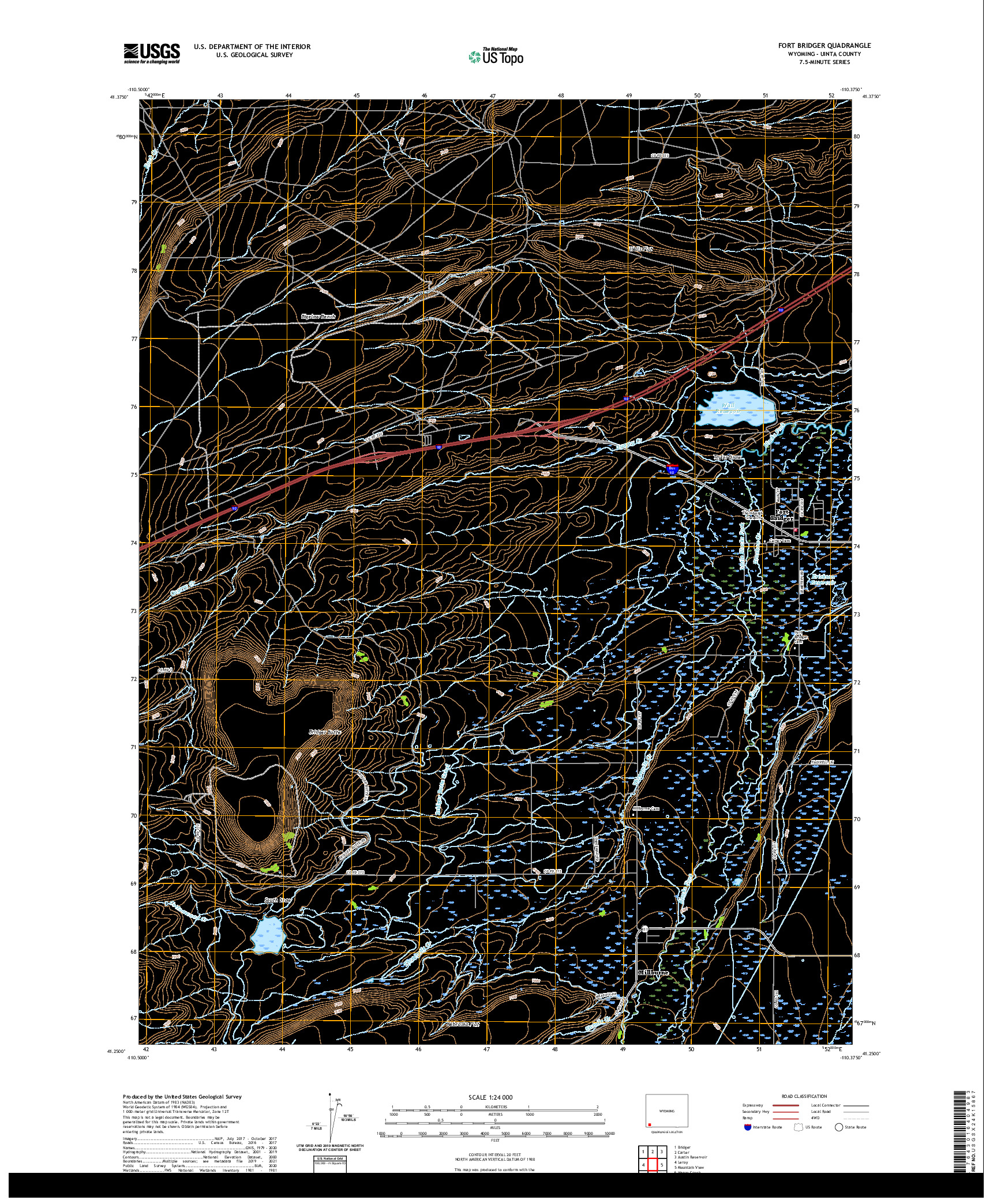 USGS US TOPO 7.5-MINUTE MAP FOR FORT BRIDGER, WY 2021