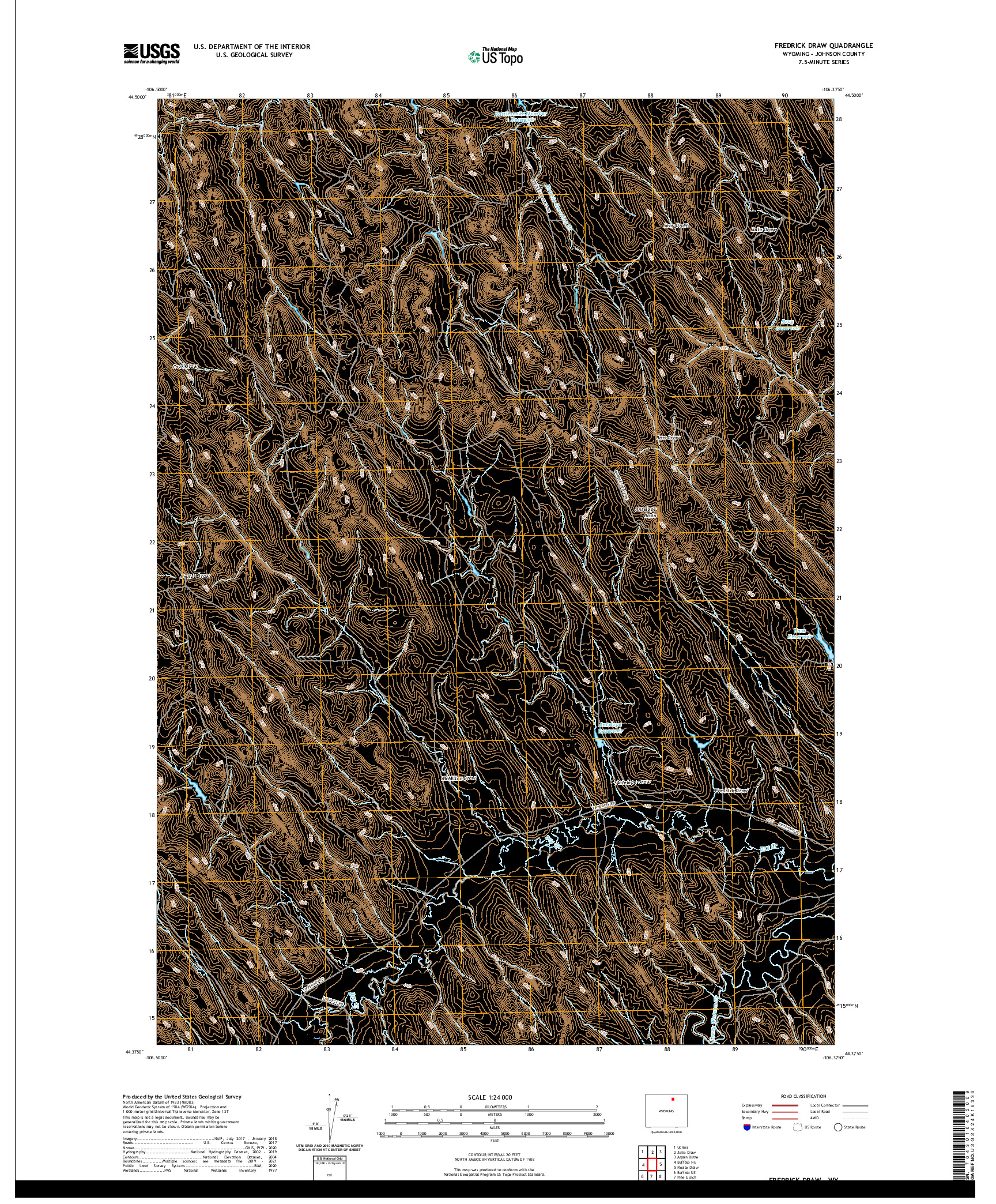 USGS US TOPO 7.5-MINUTE MAP FOR FREDRICK DRAW, WY 2021