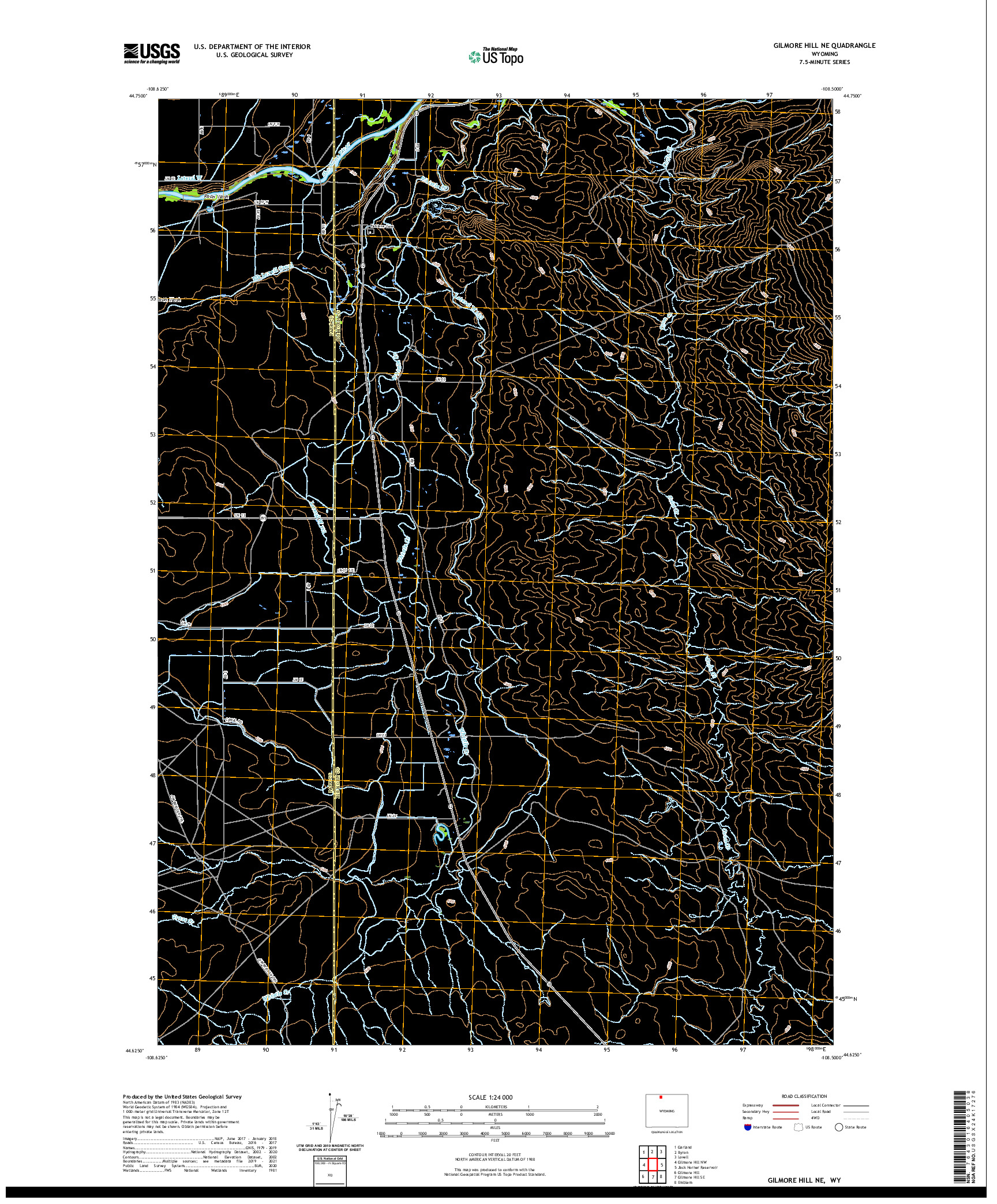 USGS US TOPO 7.5-MINUTE MAP FOR GILMORE HILL NE, WY 2021