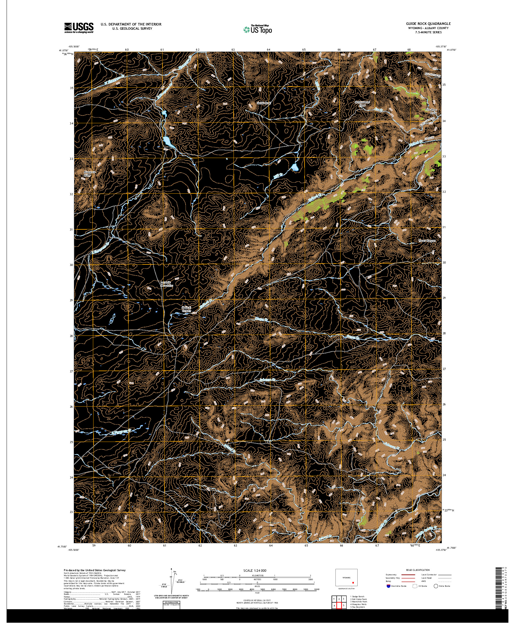 USGS US TOPO 7.5-MINUTE MAP FOR GUIDE ROCK, WY 2021