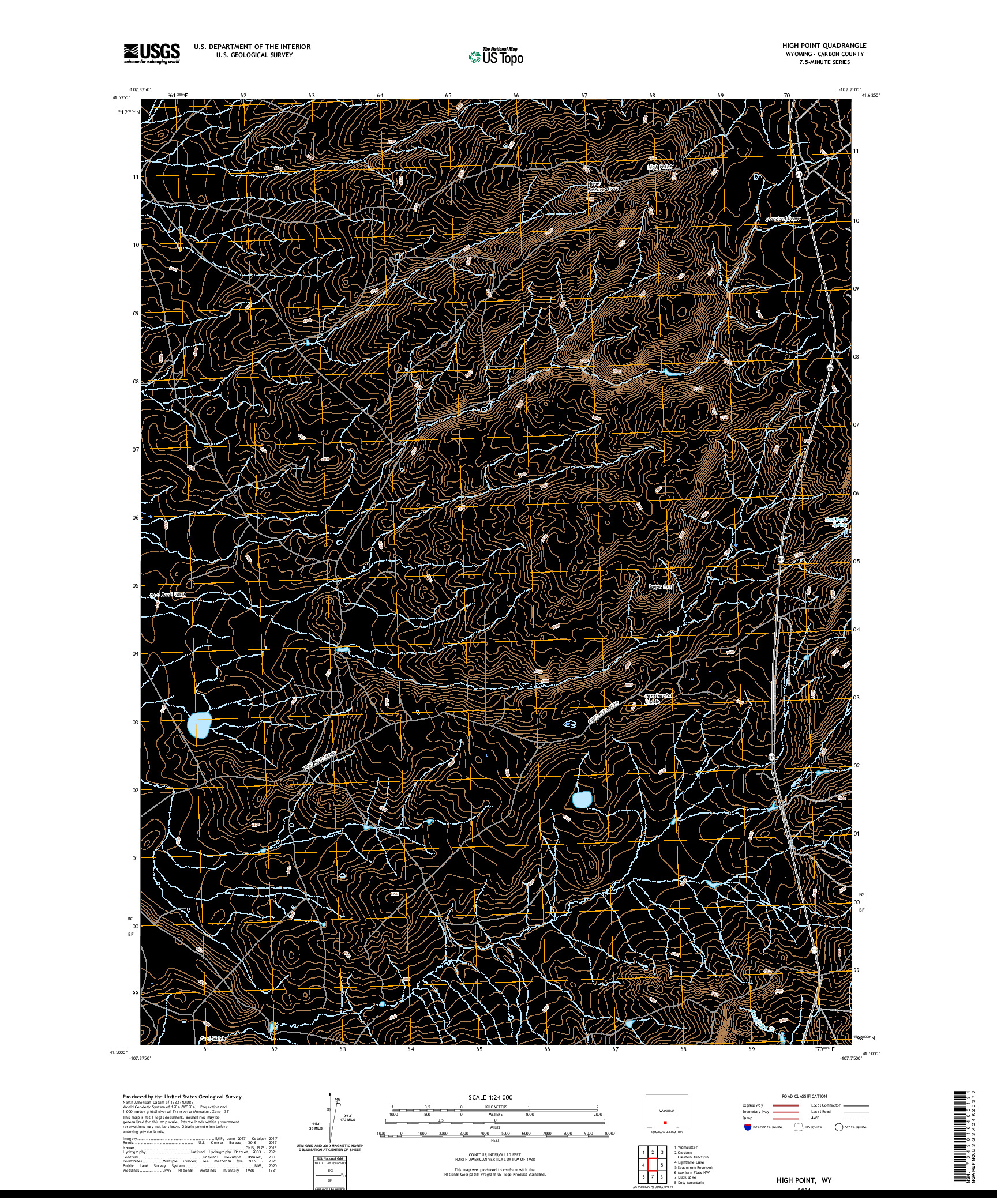 USGS US TOPO 7.5-MINUTE MAP FOR HIGH POINT, WY 2021