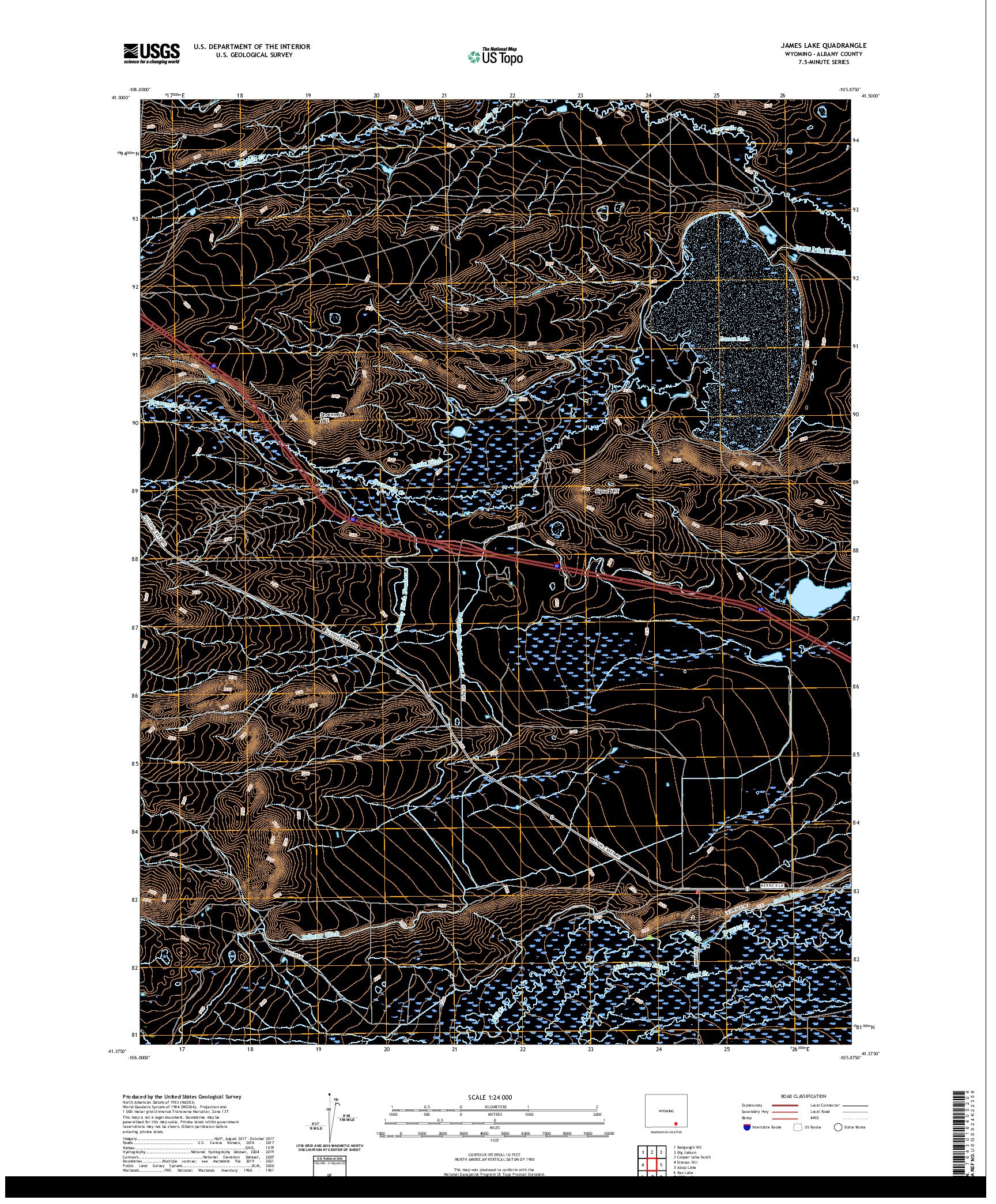 USGS US TOPO 7.5-MINUTE MAP FOR JAMES LAKE, WY 2021