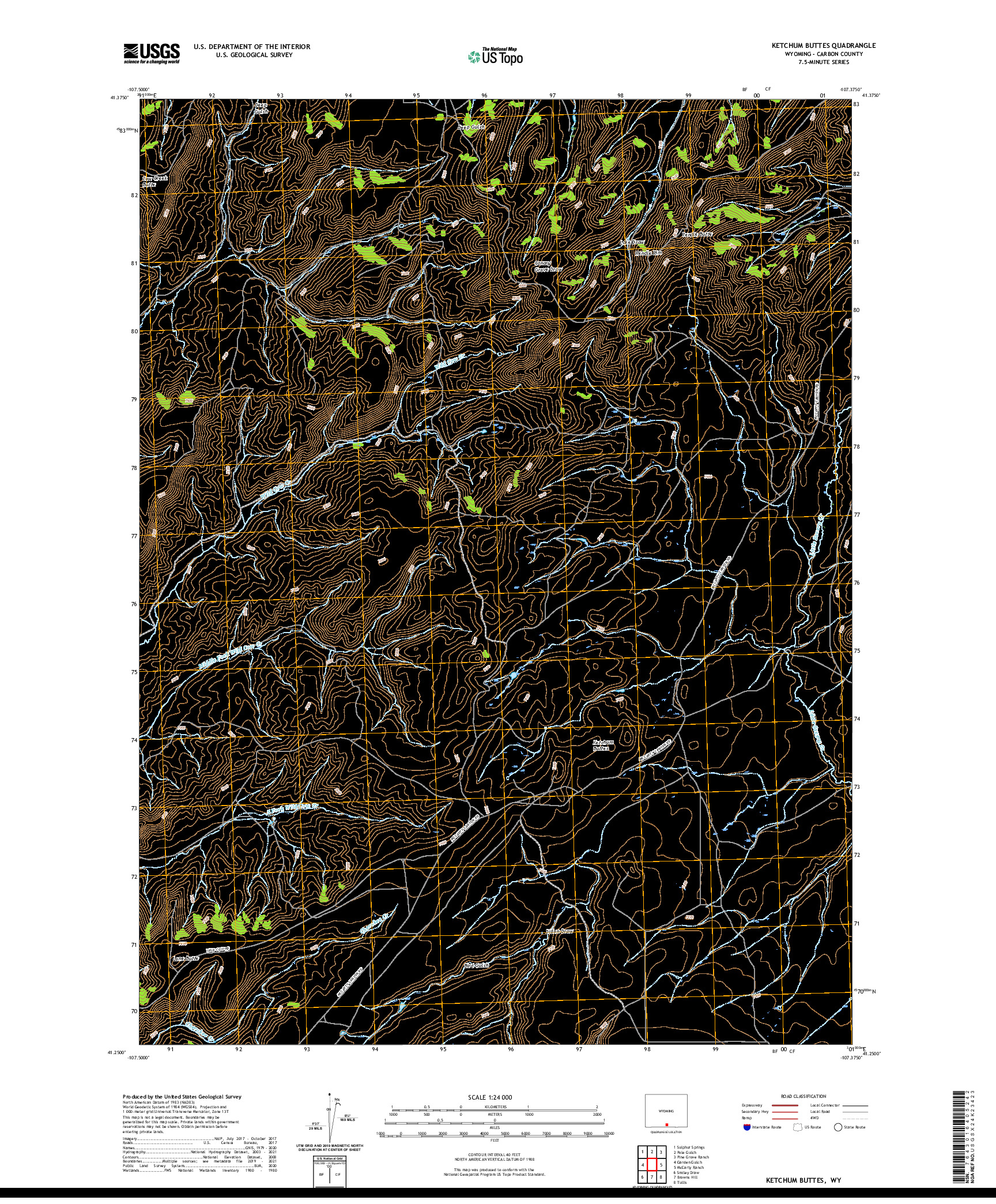 USGS US TOPO 7.5-MINUTE MAP FOR KETCHUM BUTTES, WY 2021