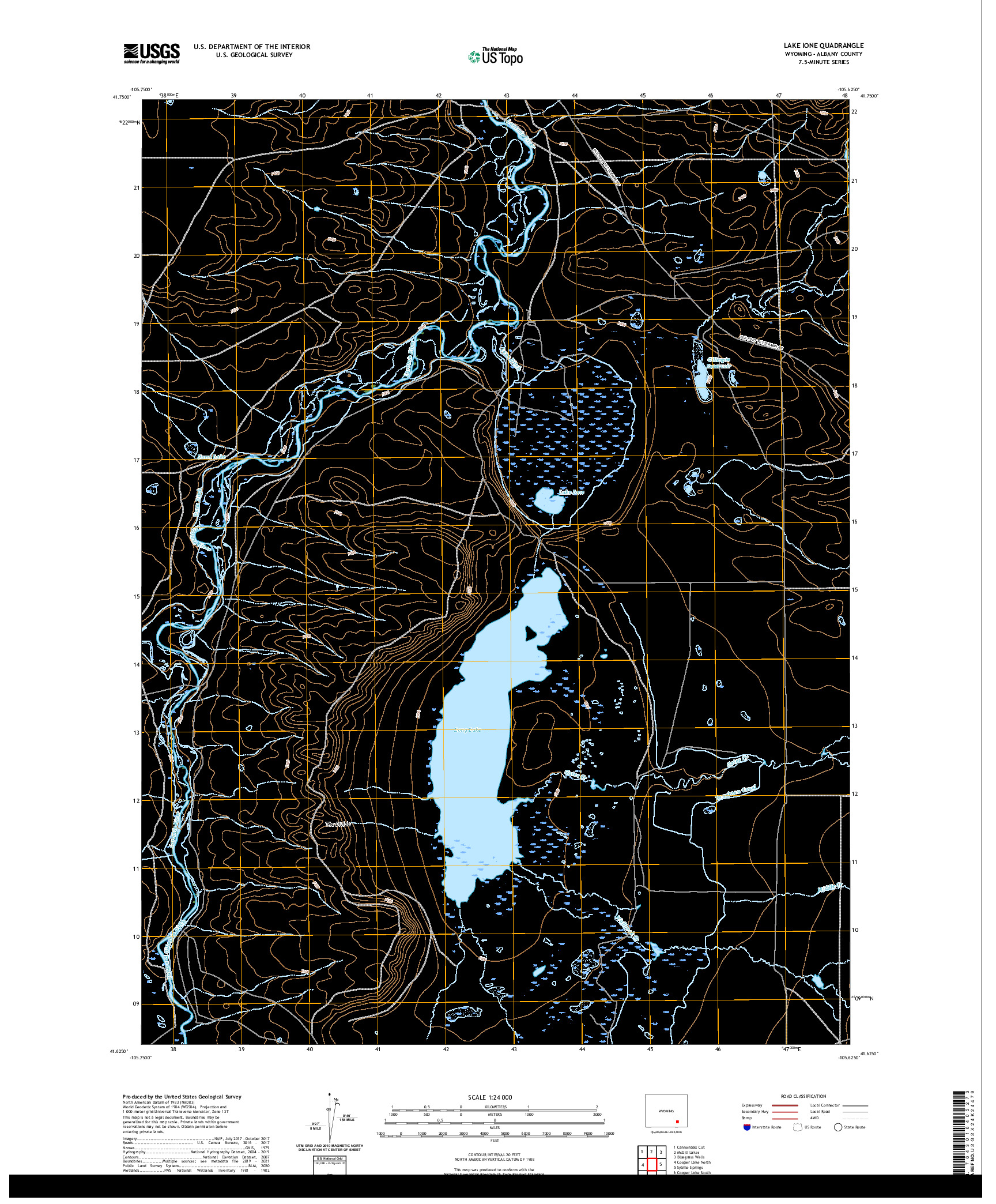 USGS US TOPO 7.5-MINUTE MAP FOR LAKE IONE, WY 2021
