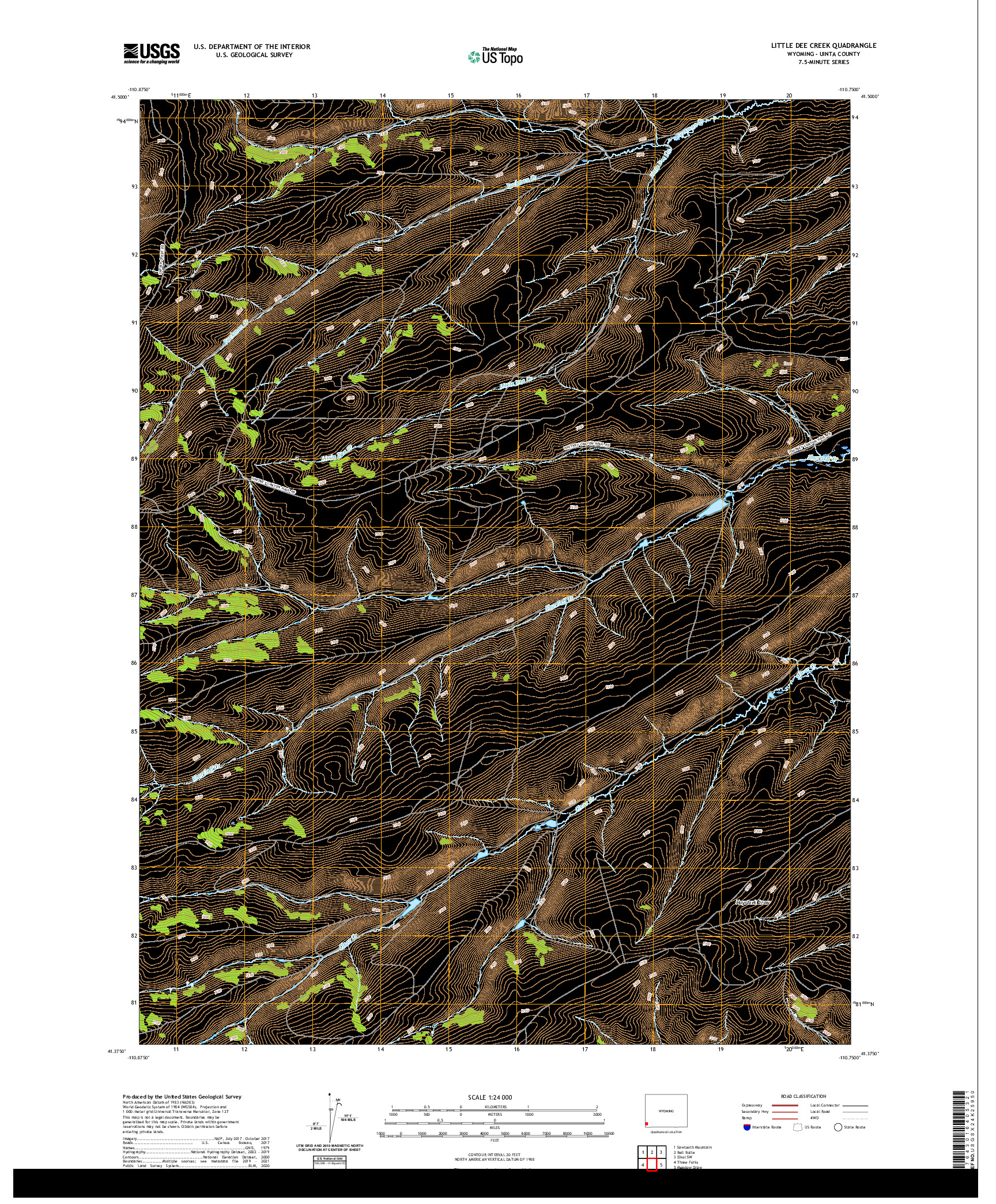 USGS US TOPO 7.5-MINUTE MAP FOR LITTLE DEE CREEK, WY 2021