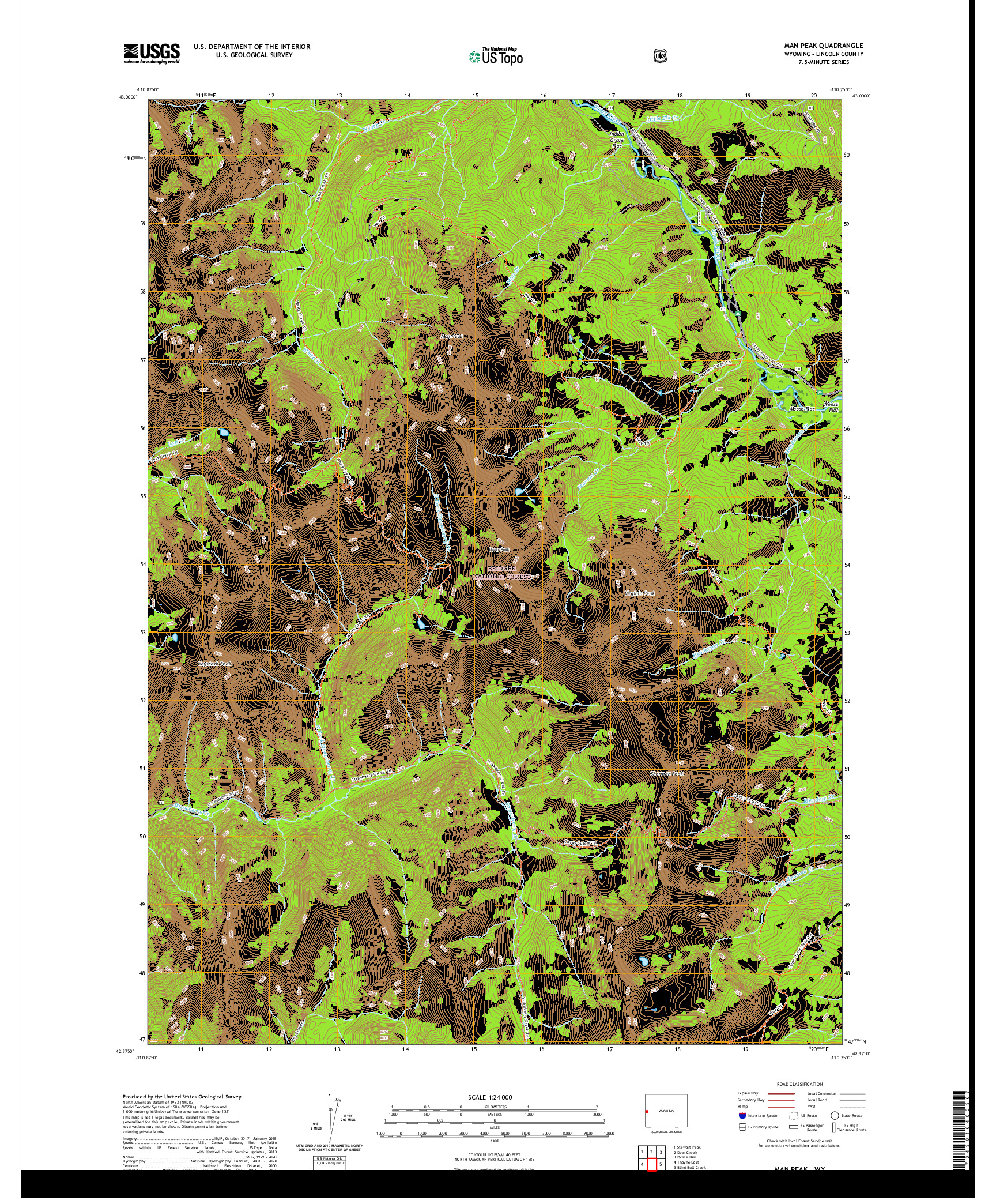 USGS US TOPO 7.5-MINUTE MAP FOR MAN PEAK, WY 2021