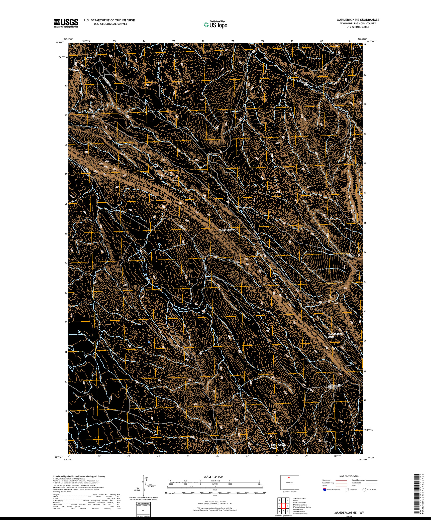 USGS US TOPO 7.5-MINUTE MAP FOR MANDERSON NE, WY 2021