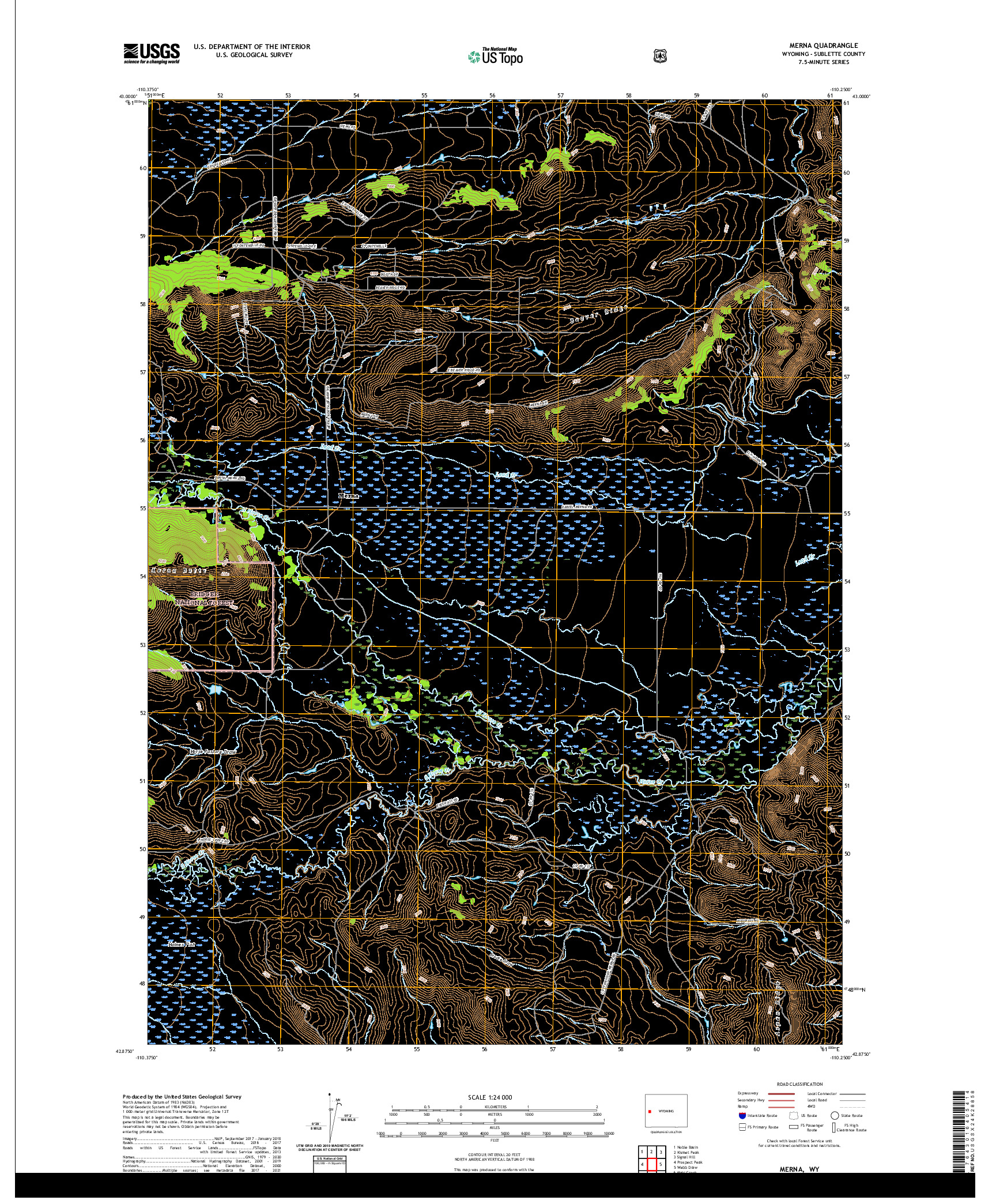 USGS US TOPO 7.5-MINUTE MAP FOR MERNA, WY 2021