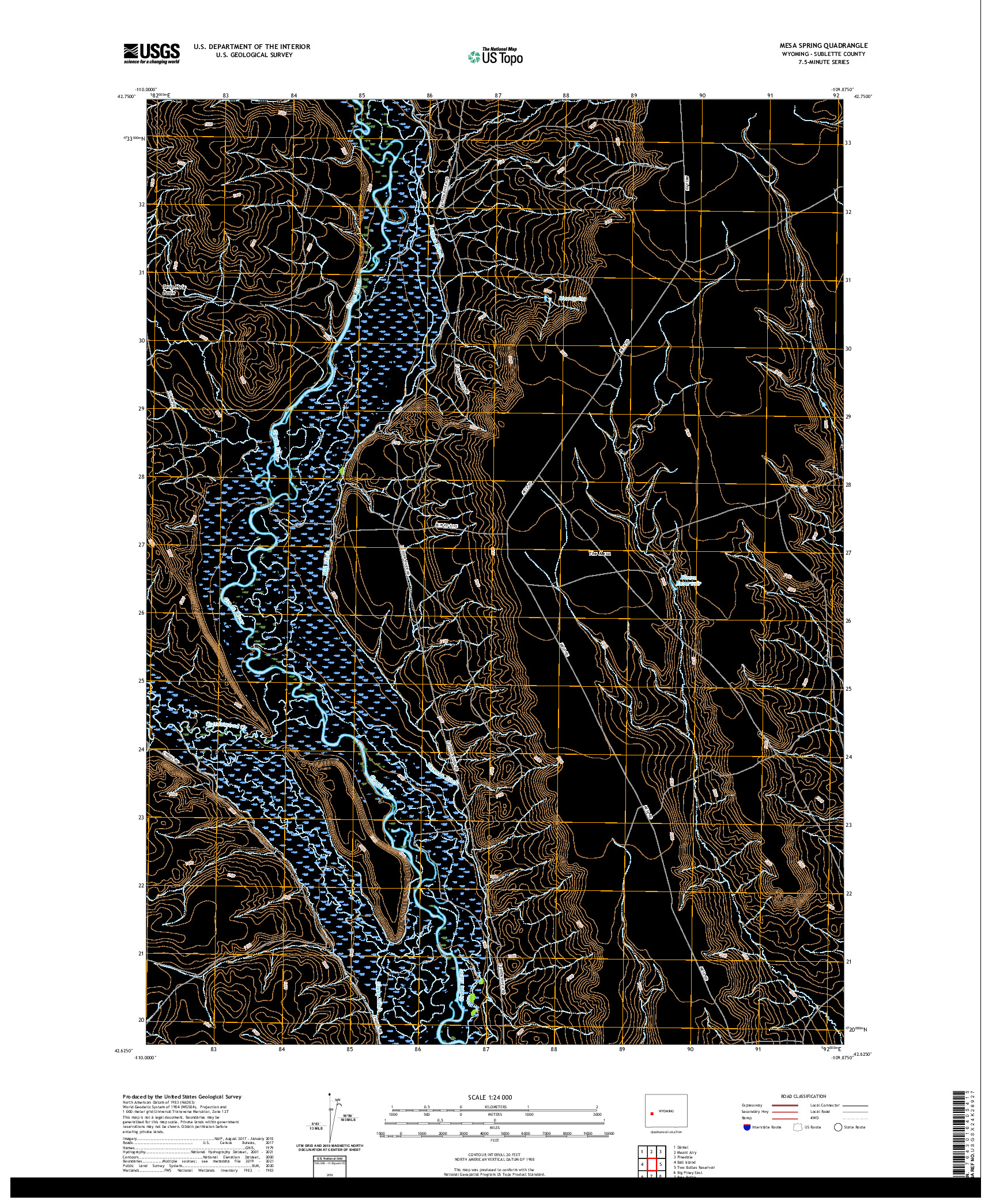 USGS US TOPO 7.5-MINUTE MAP FOR MESA SPRING, WY 2021