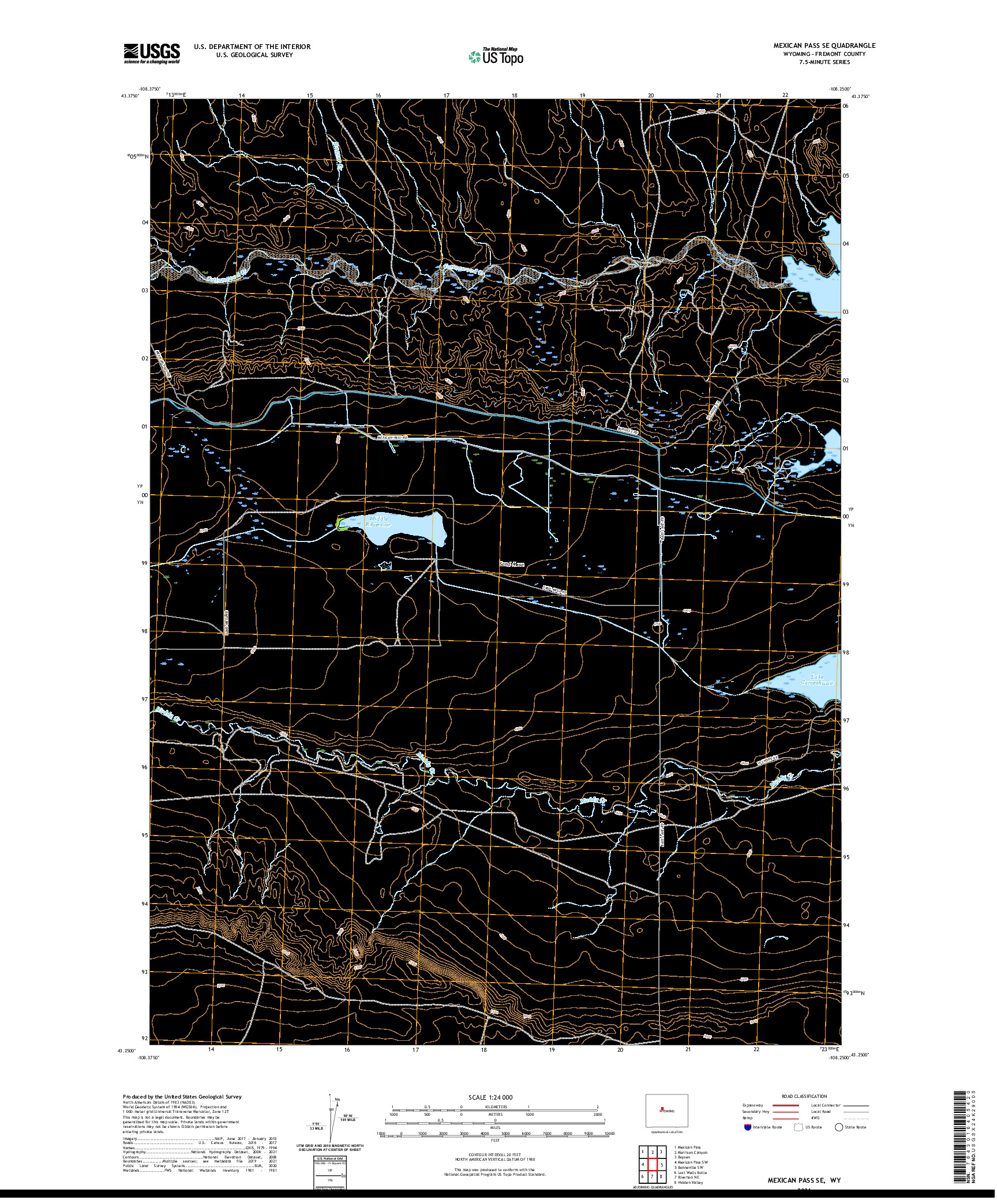 USGS US TOPO 7.5-MINUTE MAP FOR MEXICAN PASS SE, WY 2021