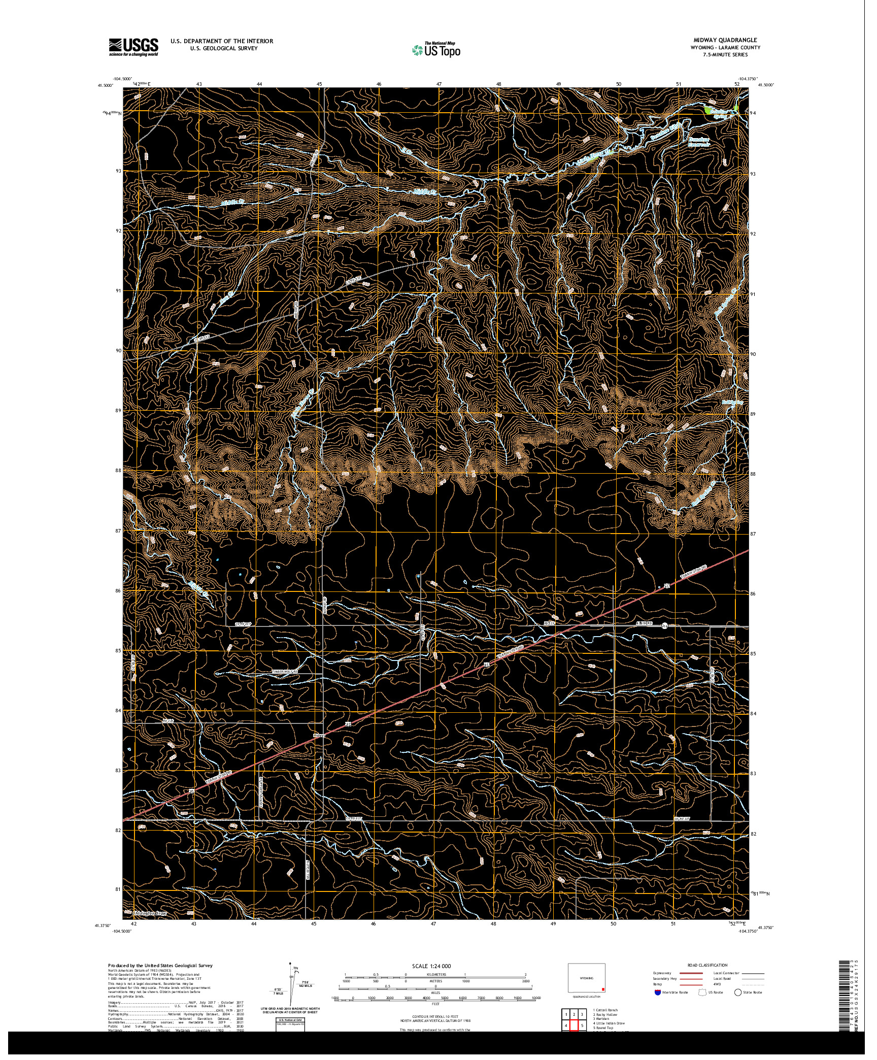 USGS US TOPO 7.5-MINUTE MAP FOR MIDWAY, WY 2021