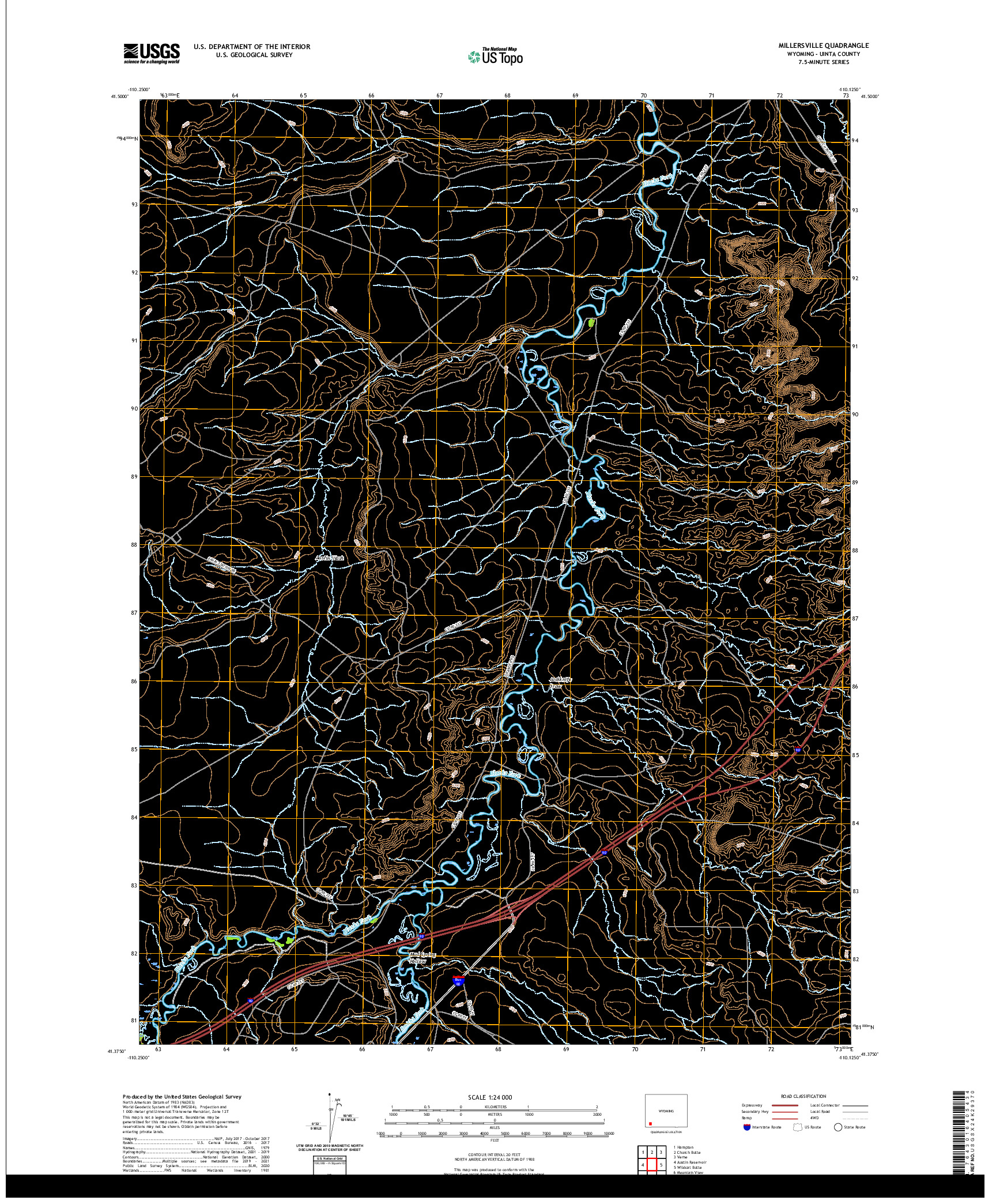 USGS US TOPO 7.5-MINUTE MAP FOR MILLERSVILLE, WY 2021