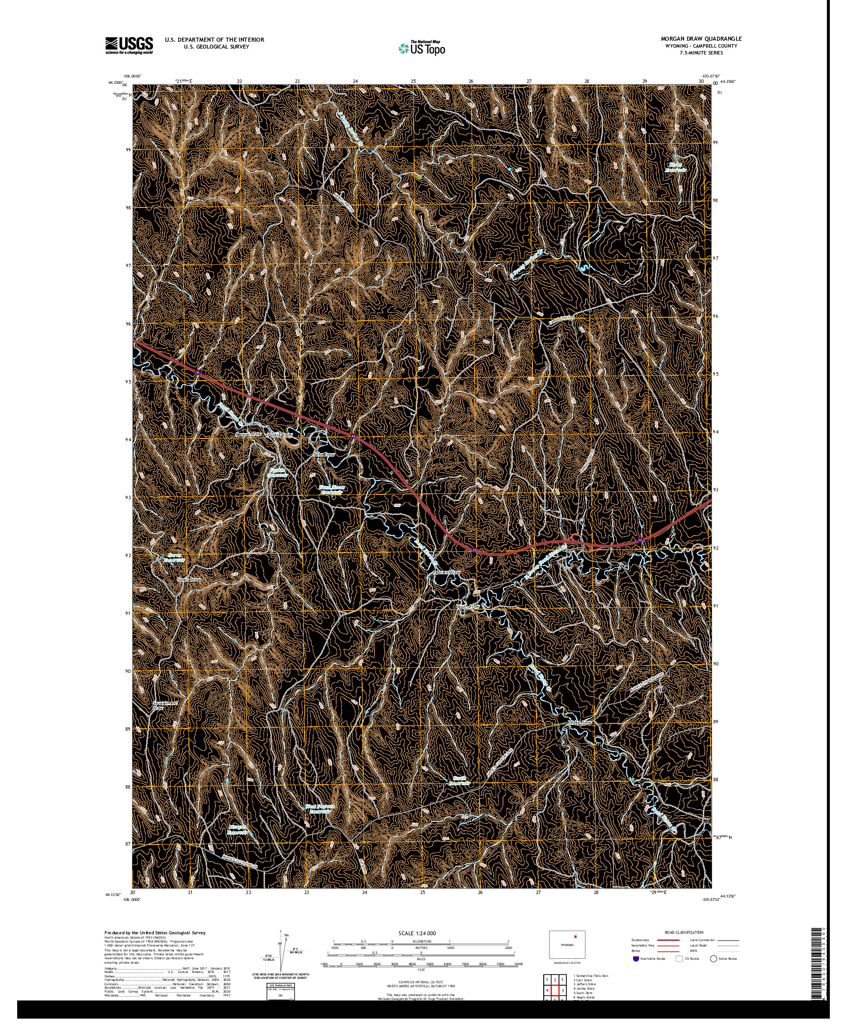 USGS US TOPO 7.5-MINUTE MAP FOR MORGAN DRAW, WY 2021