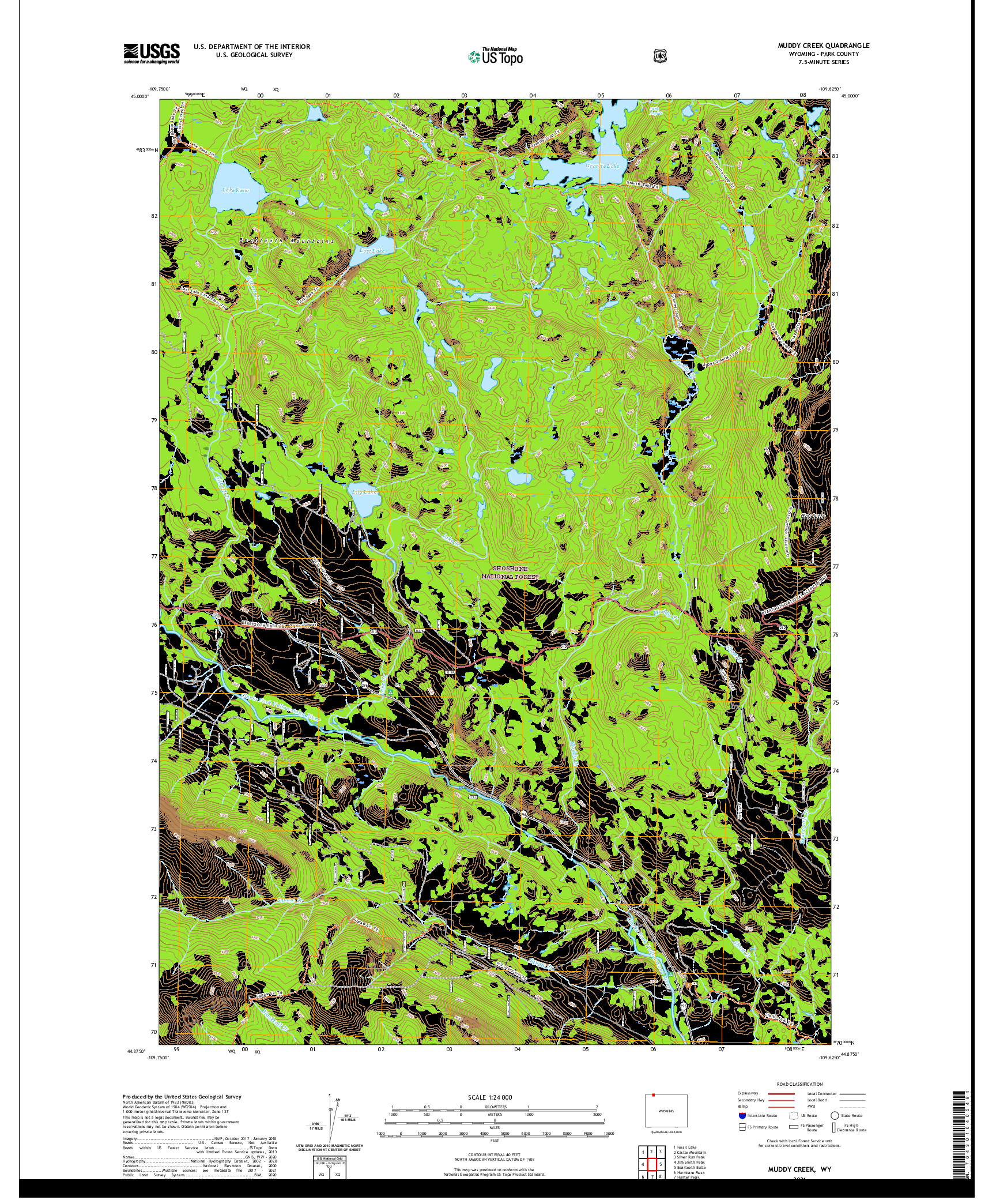 USGS US TOPO 7.5-MINUTE MAP FOR MUDDY CREEK, WY 2021