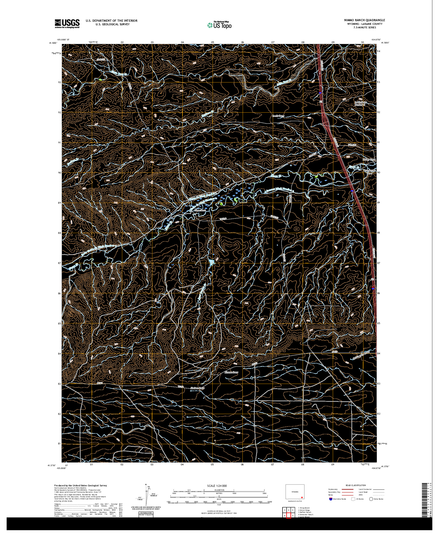 USGS US TOPO 7.5-MINUTE MAP FOR NIMMO RANCH, WY 2021