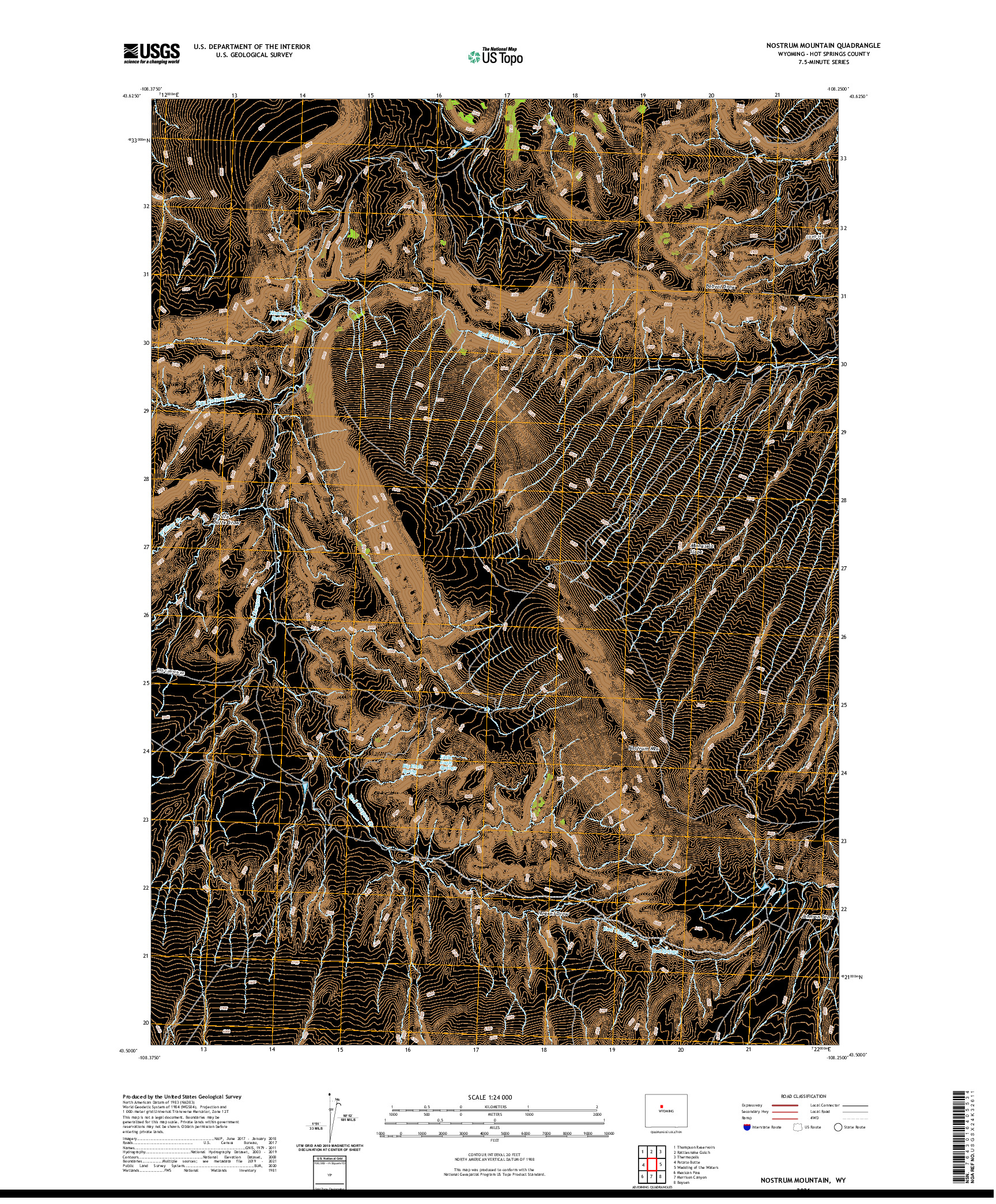 USGS US TOPO 7.5-MINUTE MAP FOR NOSTRUM MOUNTAIN, WY 2021