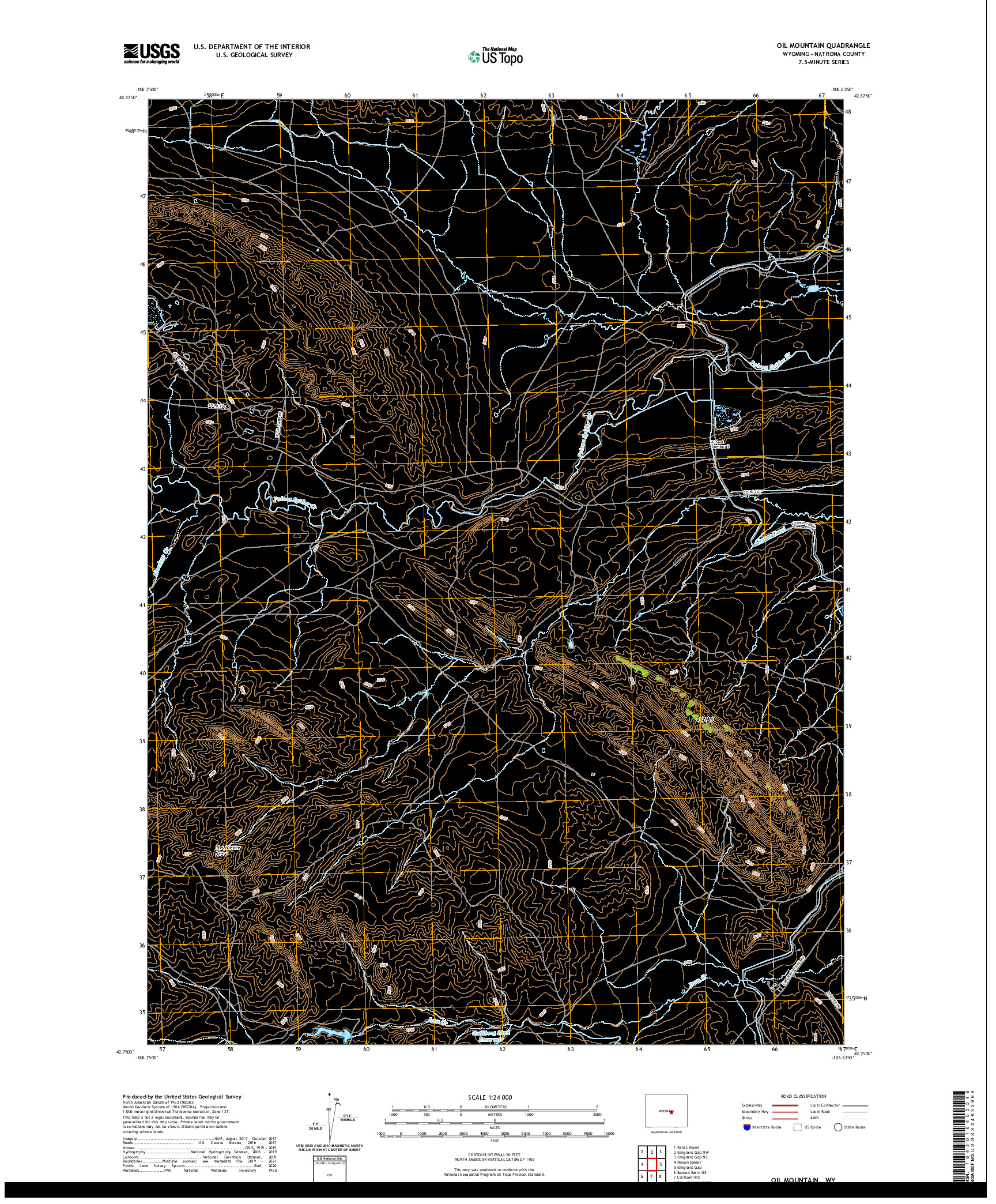 USGS US TOPO 7.5-MINUTE MAP FOR OIL MOUNTAIN, WY 2021