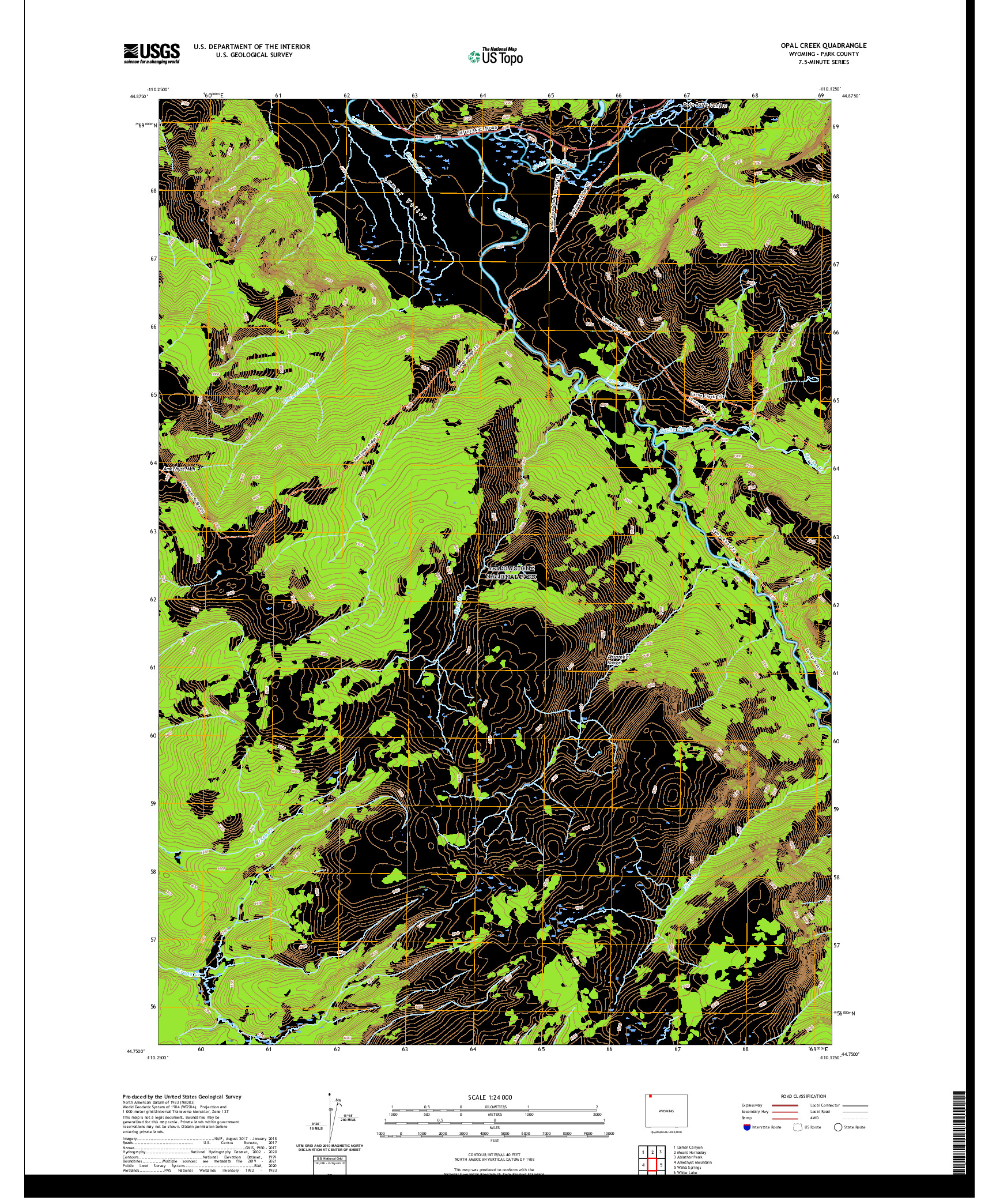USGS US TOPO 7.5-MINUTE MAP FOR OPAL CREEK, WY 2021