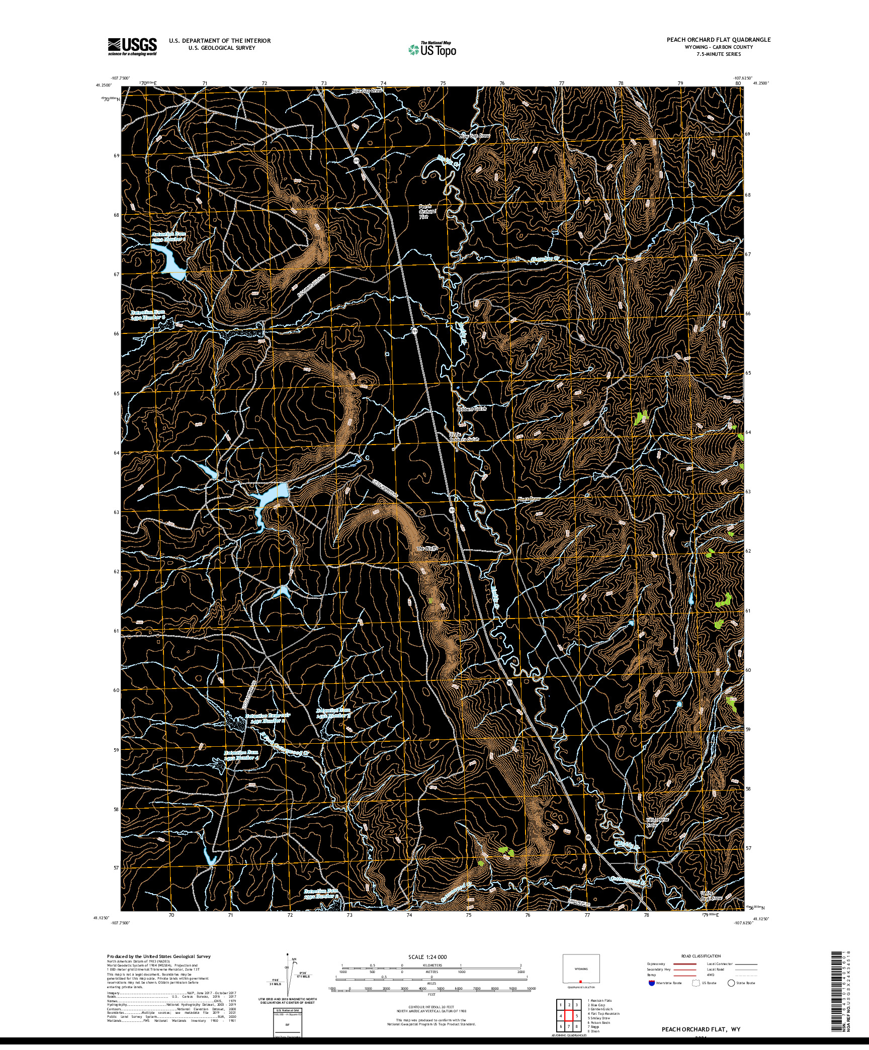 USGS US TOPO 7.5-MINUTE MAP FOR PEACH ORCHARD FLAT, WY 2021