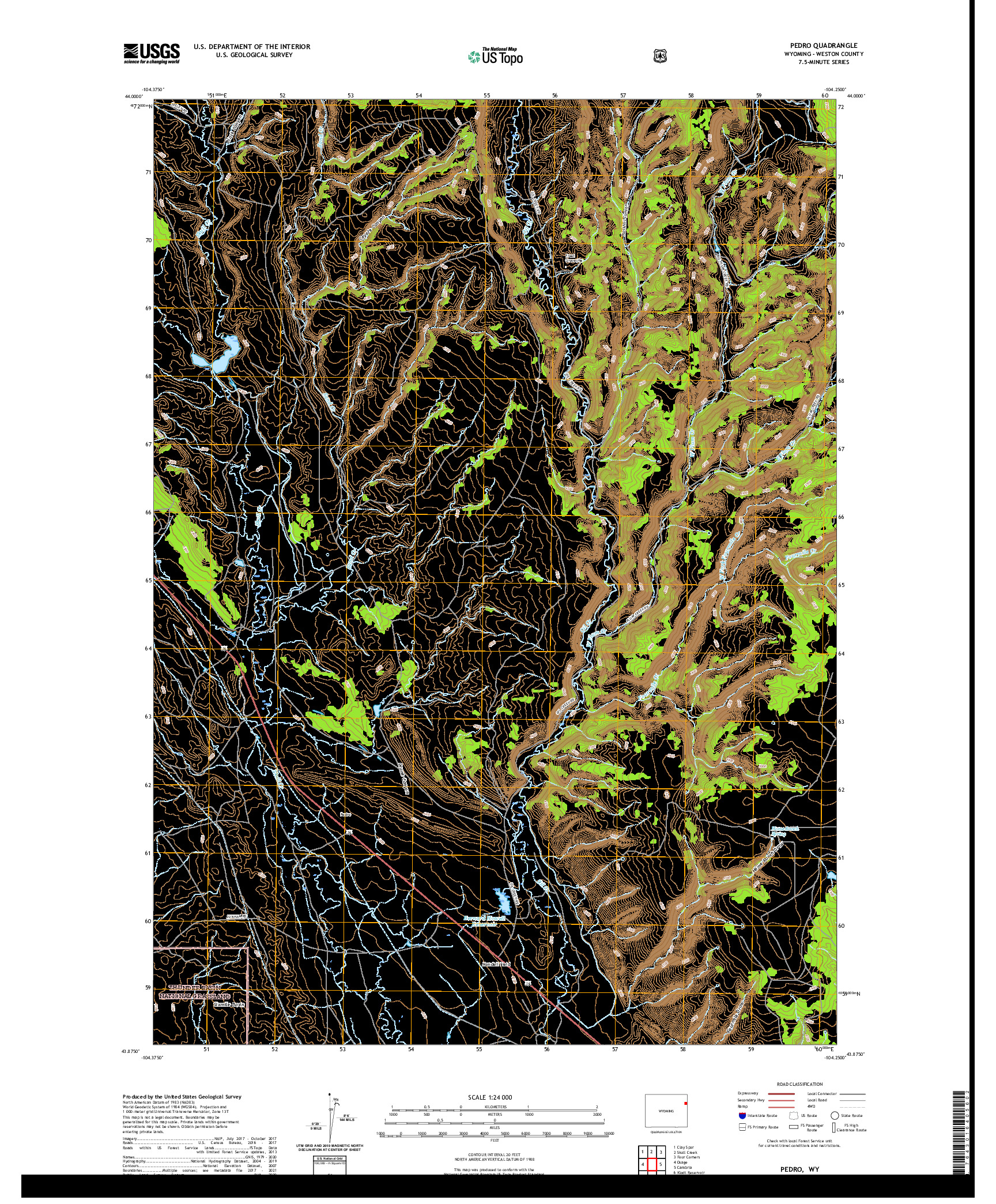 USGS US TOPO 7.5-MINUTE MAP FOR PEDRO, WY 2021