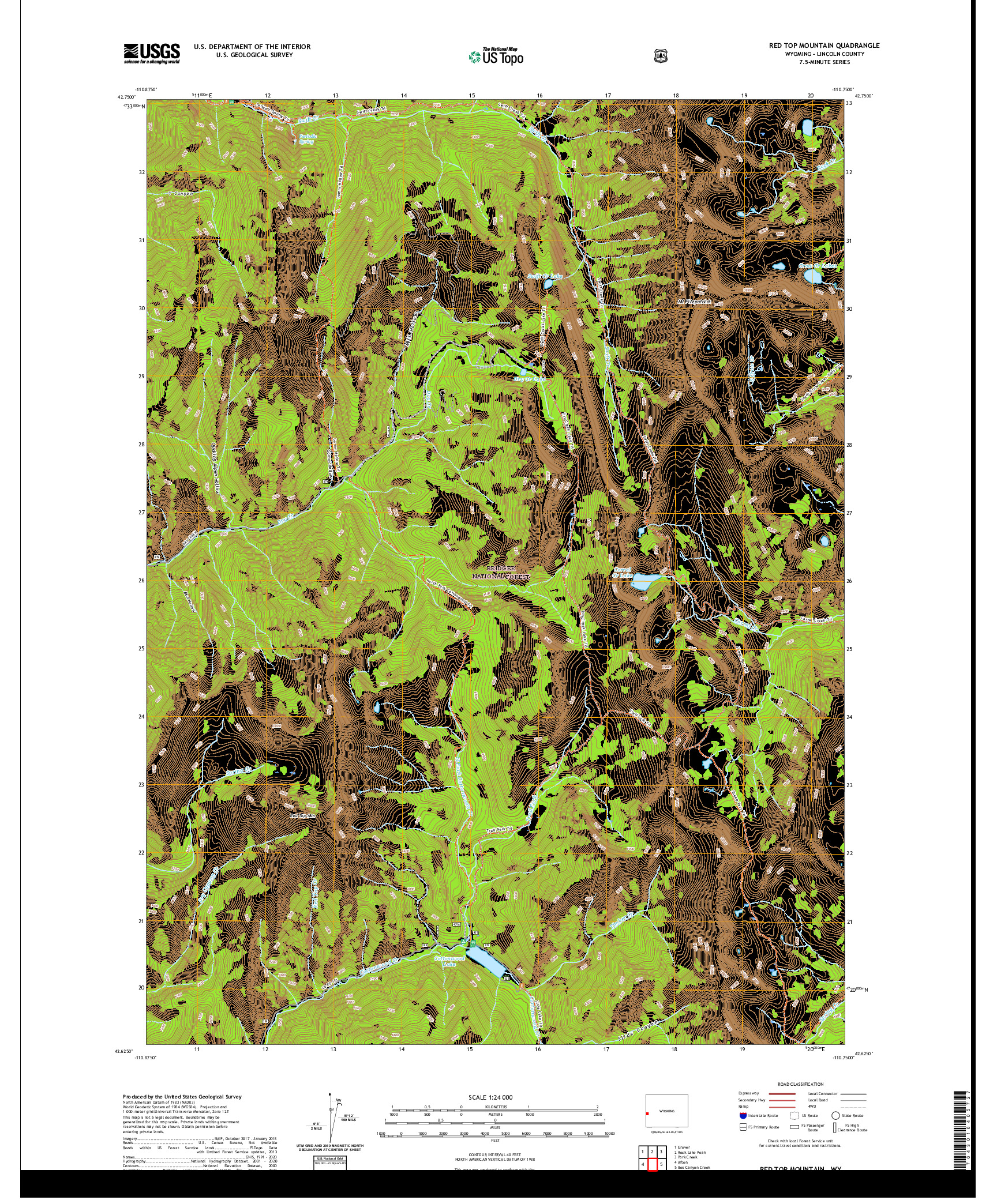 USGS US TOPO 7.5-MINUTE MAP FOR RED TOP MOUNTAIN, WY 2021