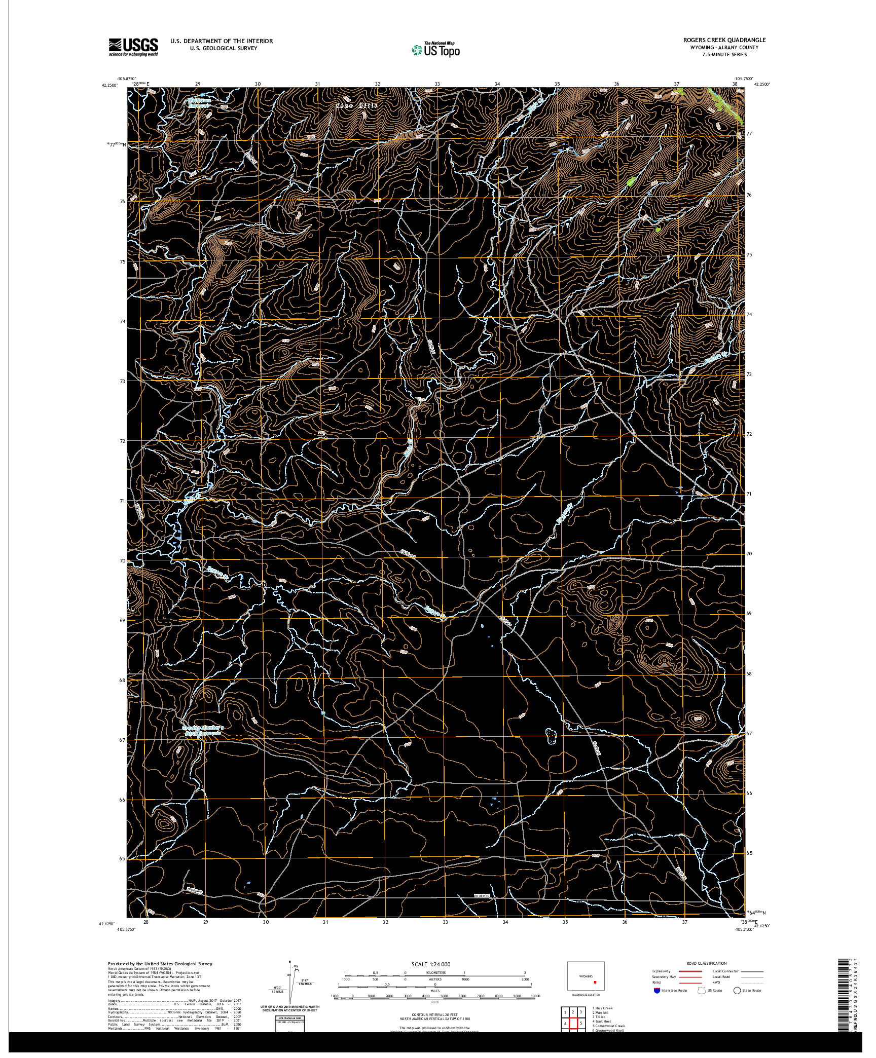 USGS US TOPO 7.5-MINUTE MAP FOR ROGERS CREEK, WY 2021