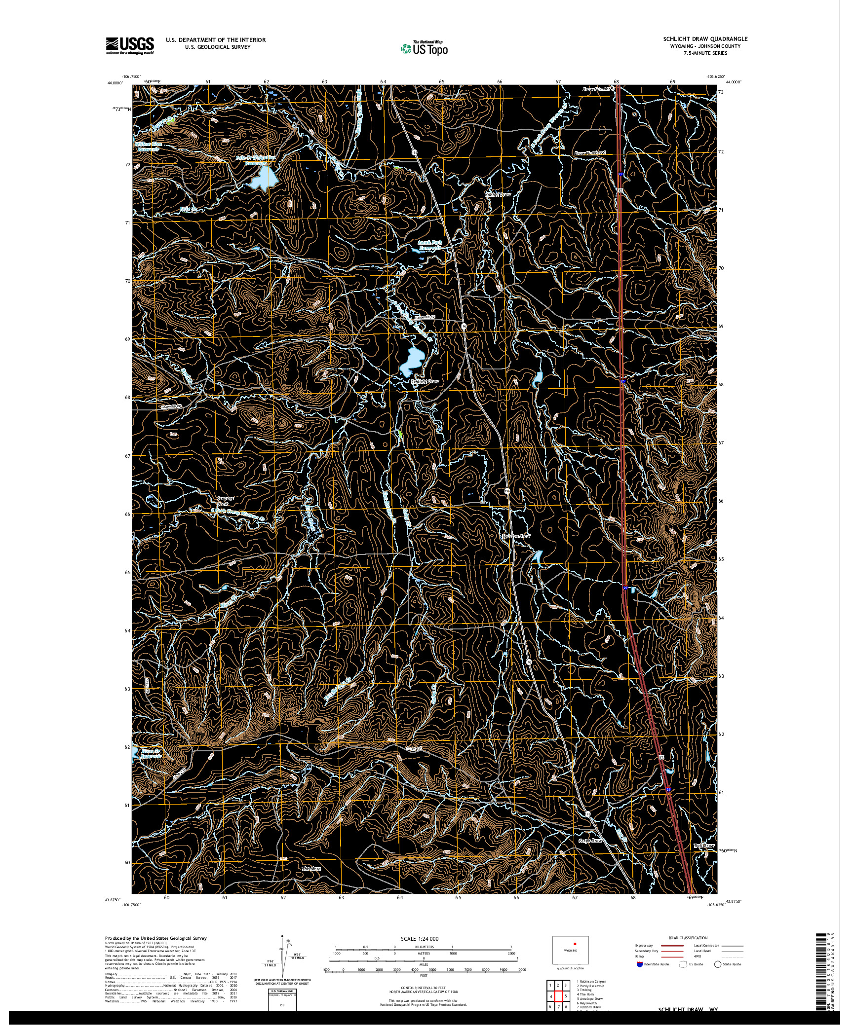 USGS US TOPO 7.5-MINUTE MAP FOR SCHLICHT DRAW, WY 2021