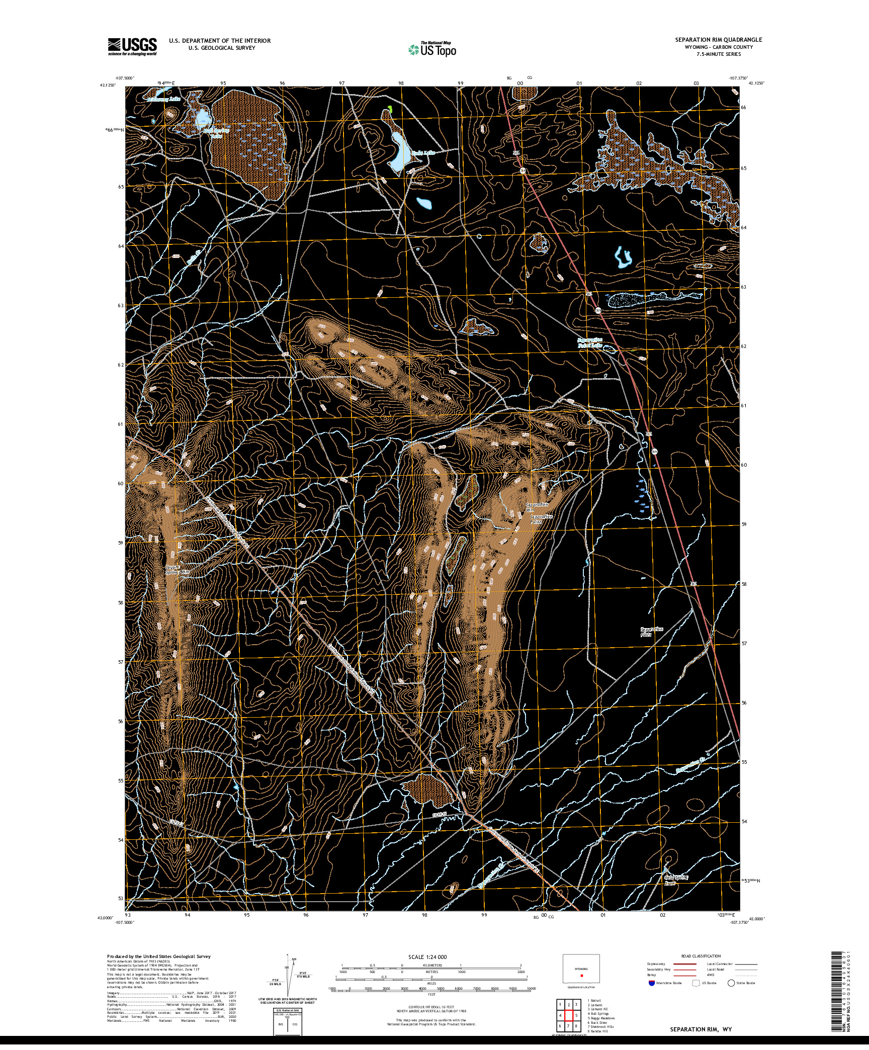 USGS US TOPO 7.5-MINUTE MAP FOR SEPARATION RIM, WY 2021